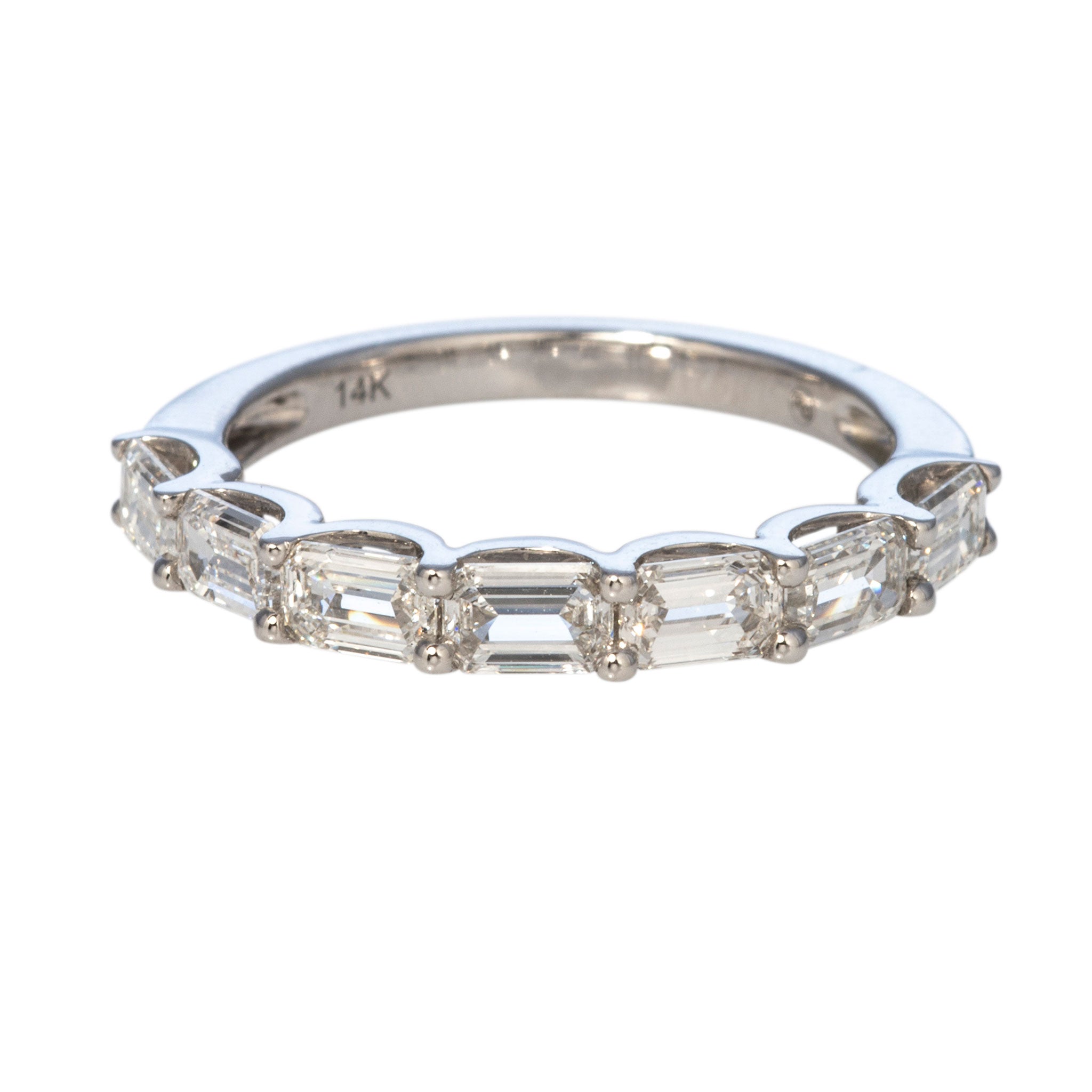 1.55ctw Emerald-Cut Diamond 14K White Gold Halfway Band