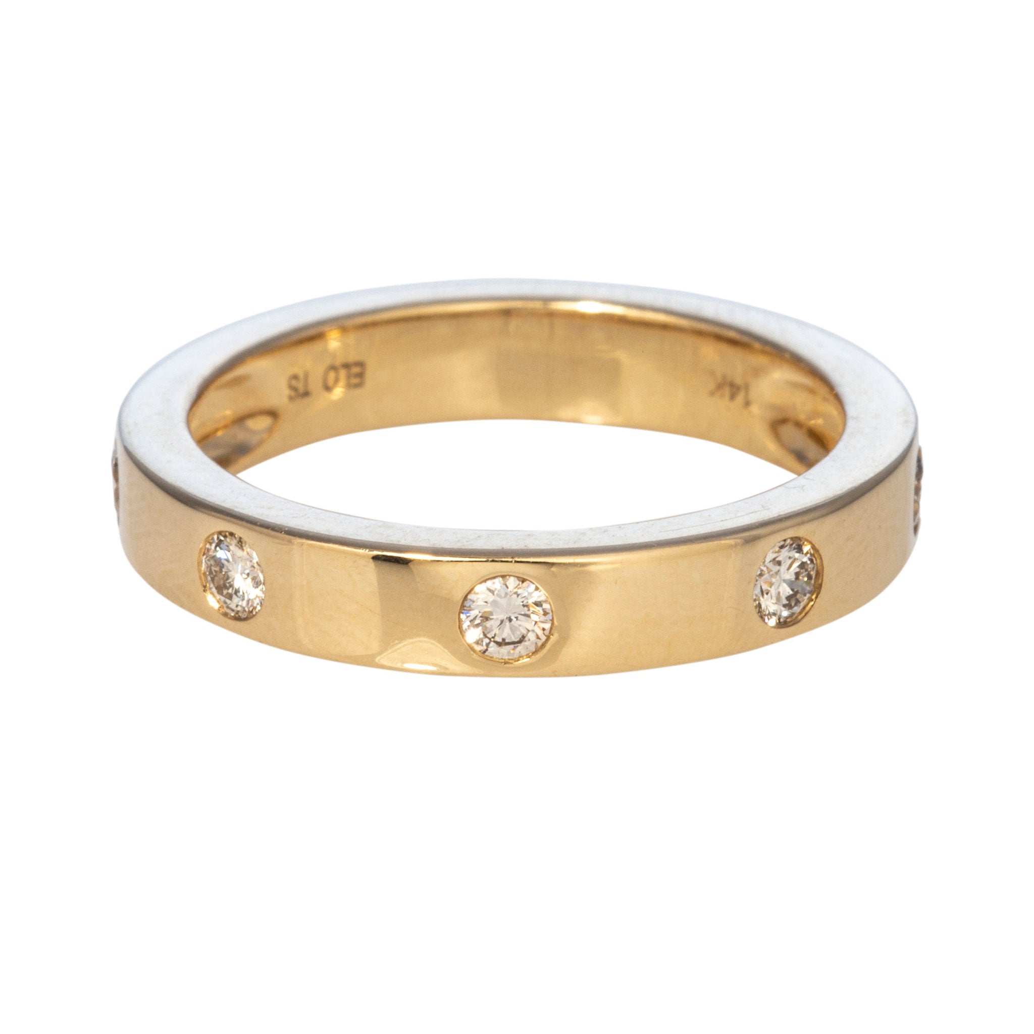 Diamond Five-Stone Flush Set 14K Yellow Gold Band