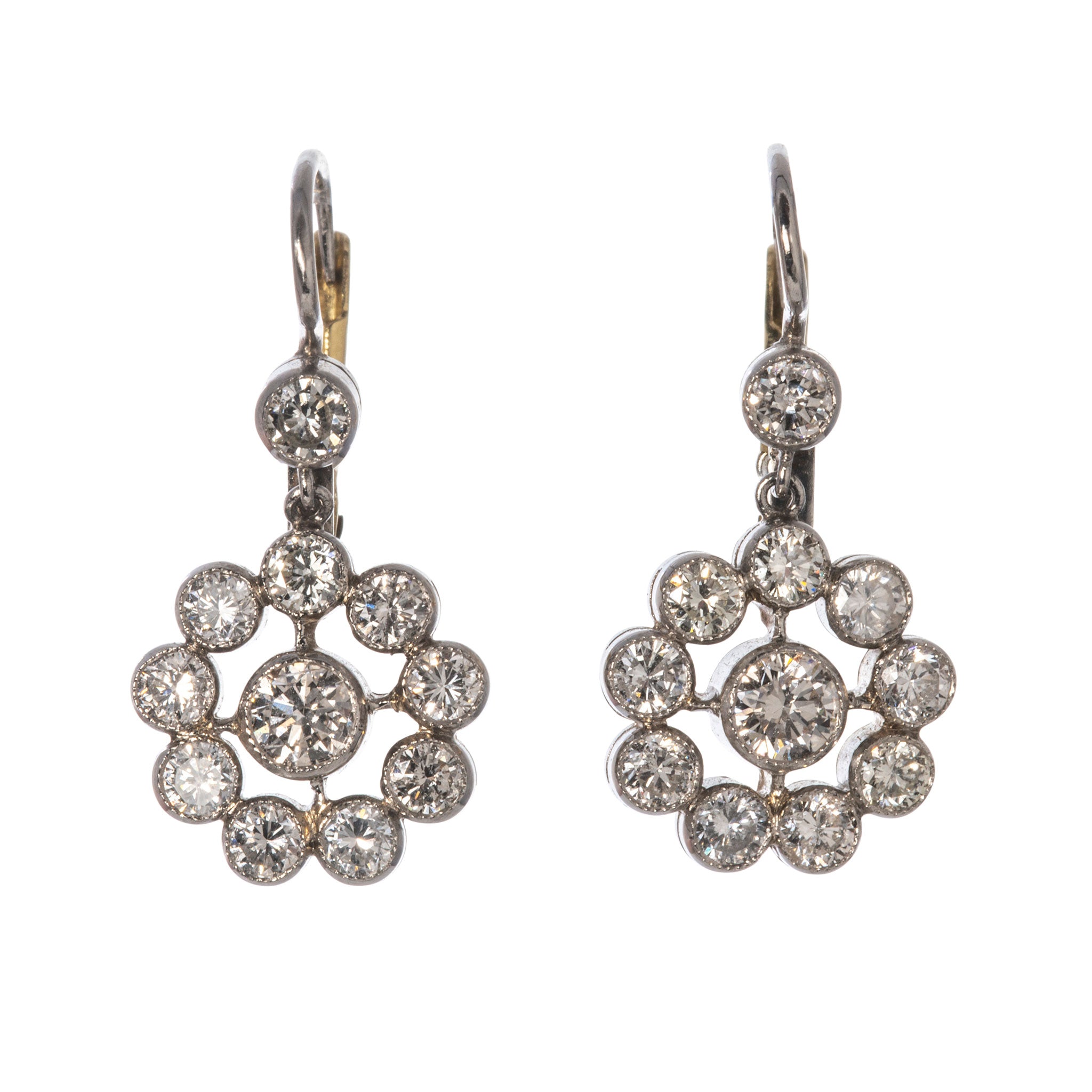 Diamond cluster drop fashion earrings