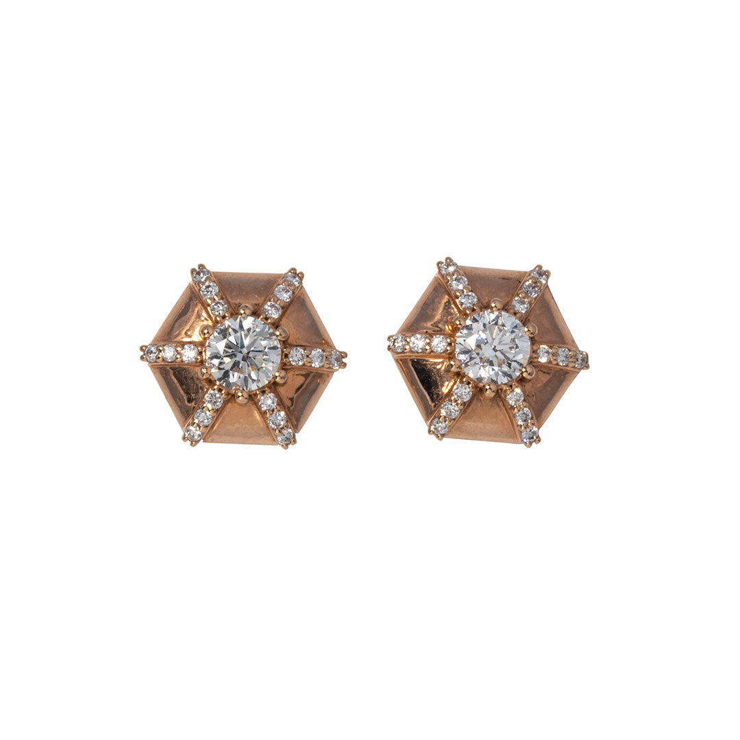 Rose gold hexagon on sale earrings