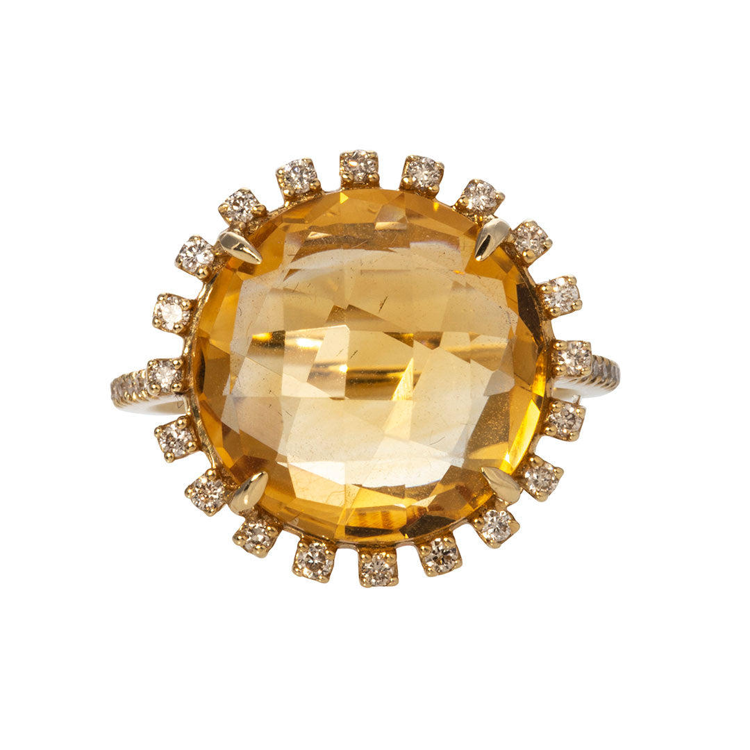22gcitrine diamond K18 gokd ring