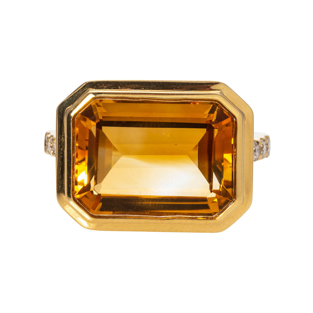 Citrinring outlet 585 Gold goldring ^4k