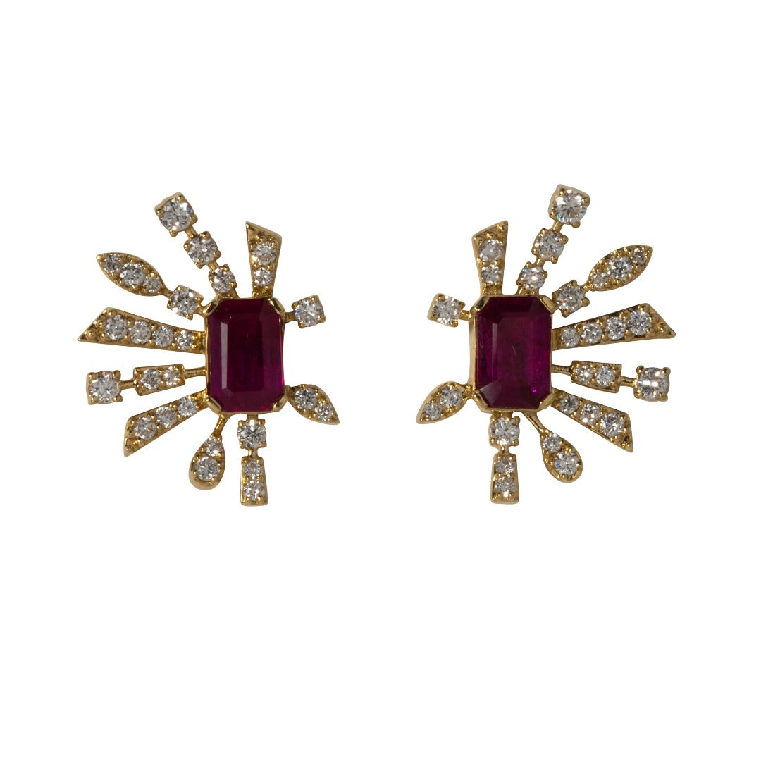 NEW 18K Yellow Gold Firework orders Earrings