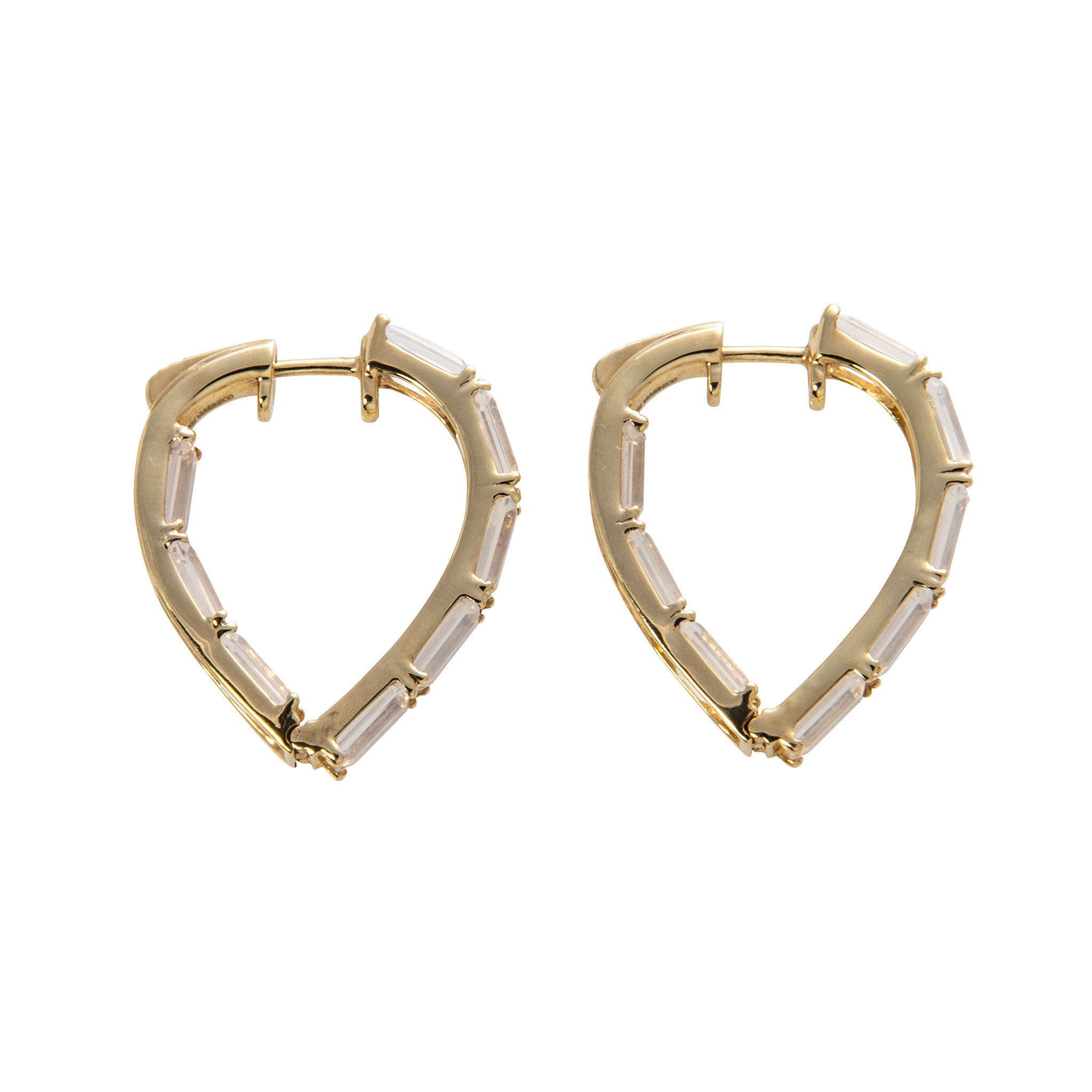 Goshwara Moon Quartz 18K Yellow Gold Heart Shape Hoop Earrings