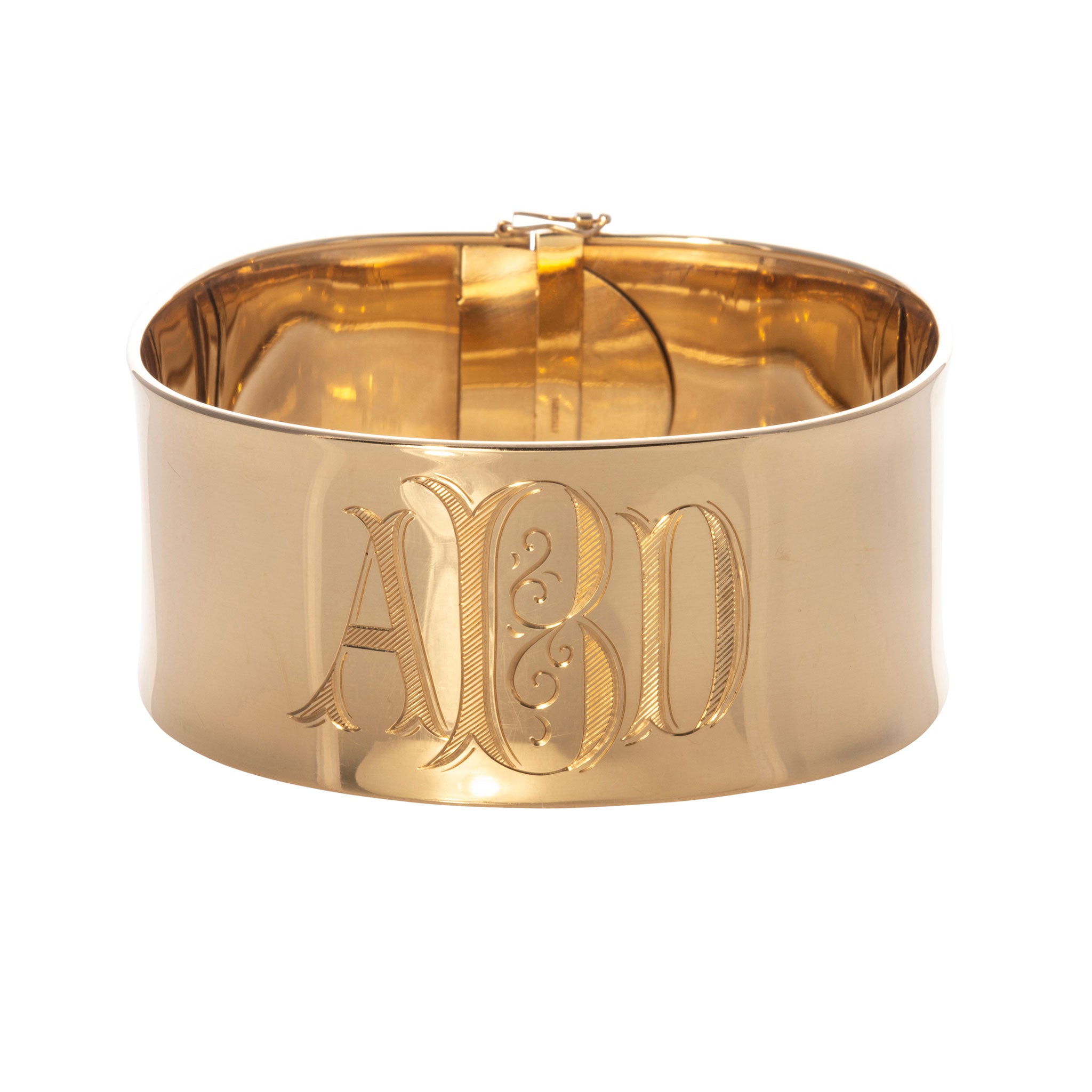 Yellow Gold-Filled Hand popular Engraved Cuff Bracelet