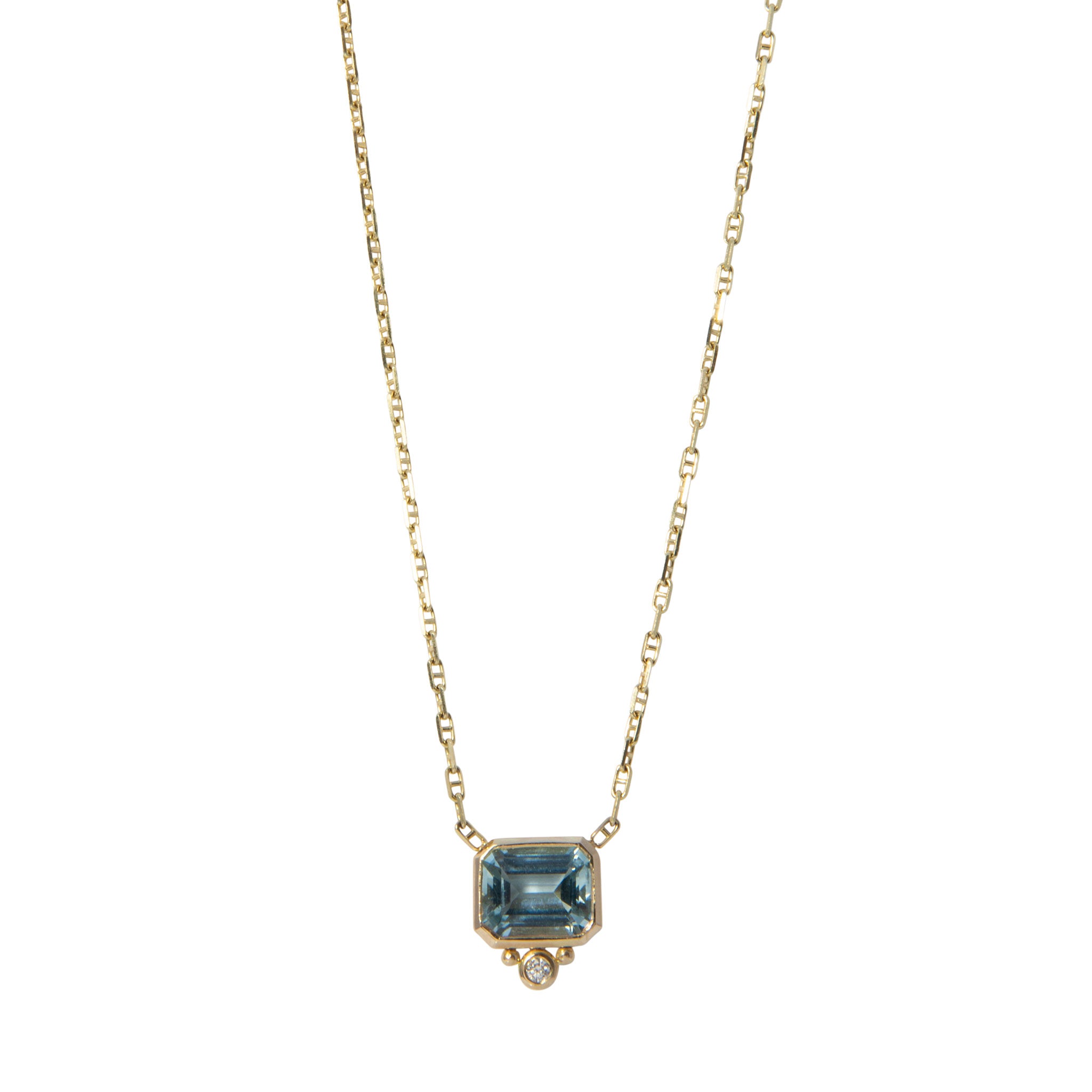 Vintage outlet Aquamarine Necklace,14 KT WGold