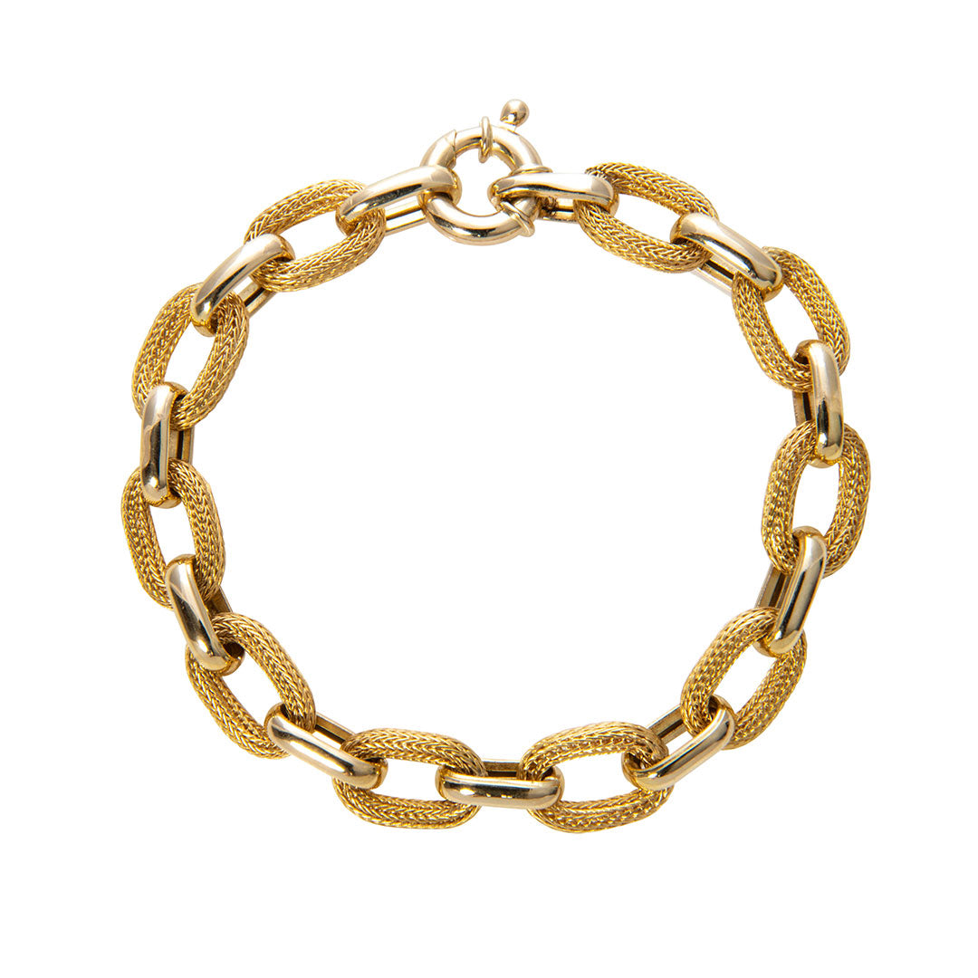 Vintage Woven and Chain-Link 14k Gold Bracelet