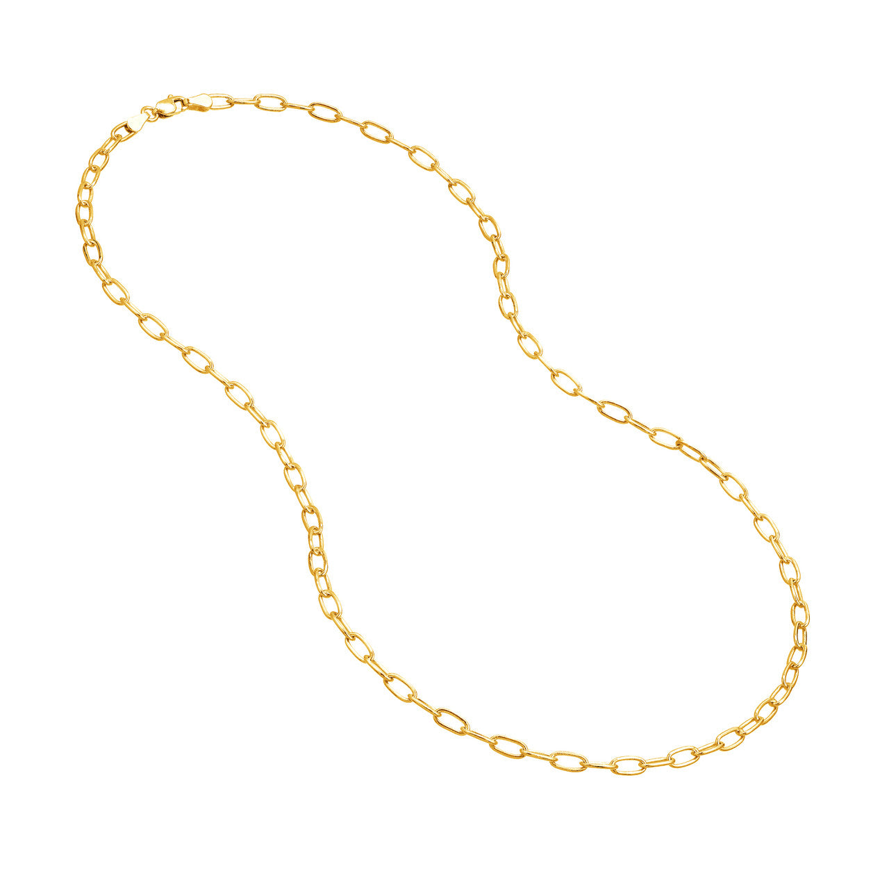 14K Yellow Gold 3.45mm Paperclip Chain Necklace