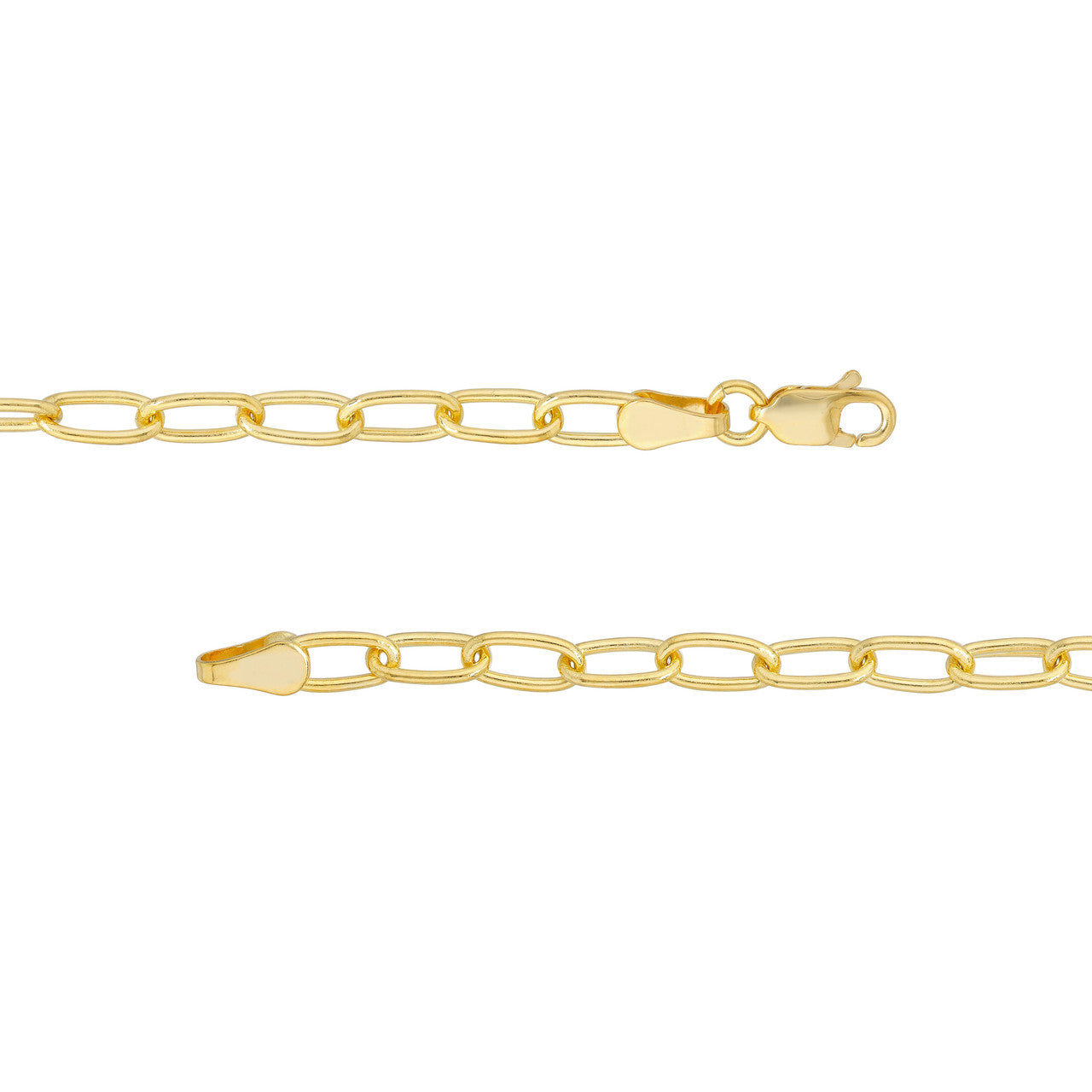 14K Yellow Gold 3.45mm Paperclip Chain Necklace