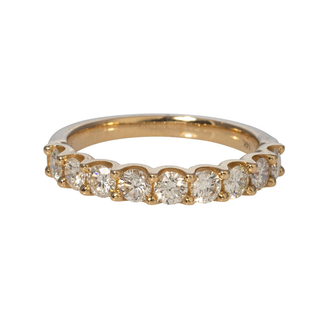 1ct Diamond Halfway U Shape 14K Yellow Gold Band