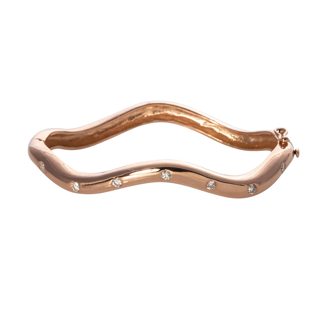 Thin 14K Rose Gold Cuff Bracelet 14K Rose Gold / 6.25 / Hammered Ends