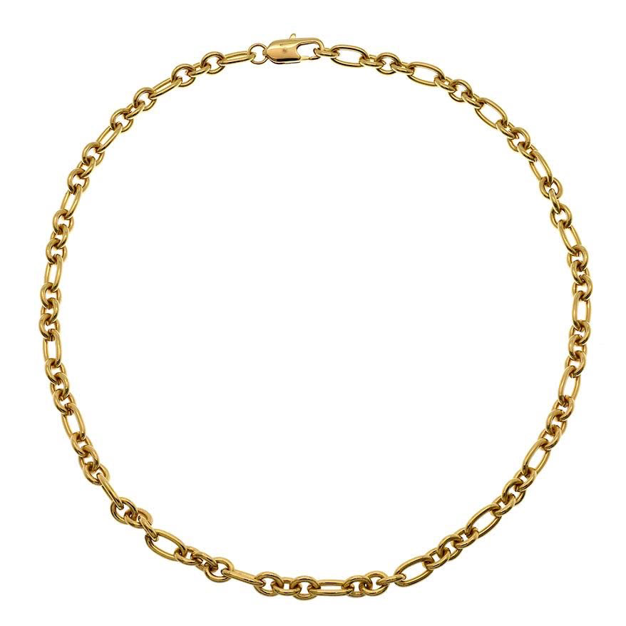 Double Clasp Necklace Rectangle/Round Chain / 14K Yellow Gold Plate