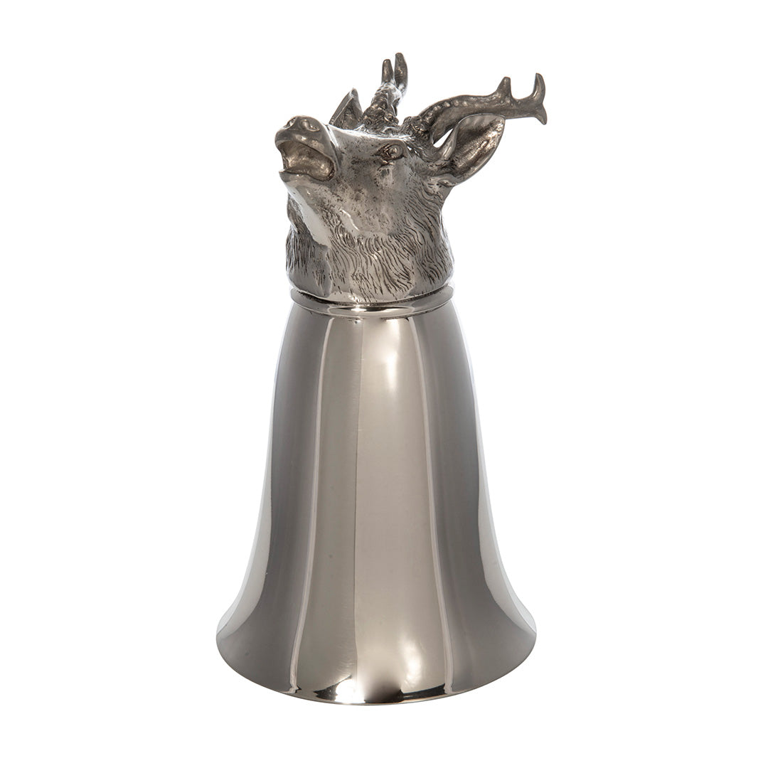 Silver Stag Deer Glass Mug