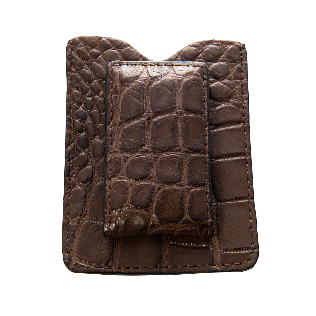 BROWN Handmade Genuine Crocodile Leather Bifold Wallets Card Money