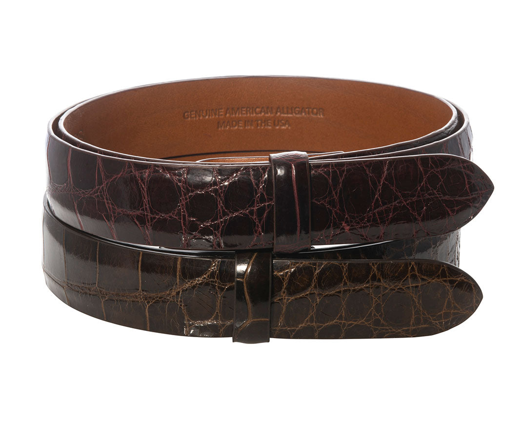 Brown Glossy Alligator Belt Strap 1