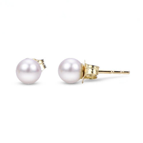 5mm A Akoya Pearl 14K Yellow Gold Stud Earrings