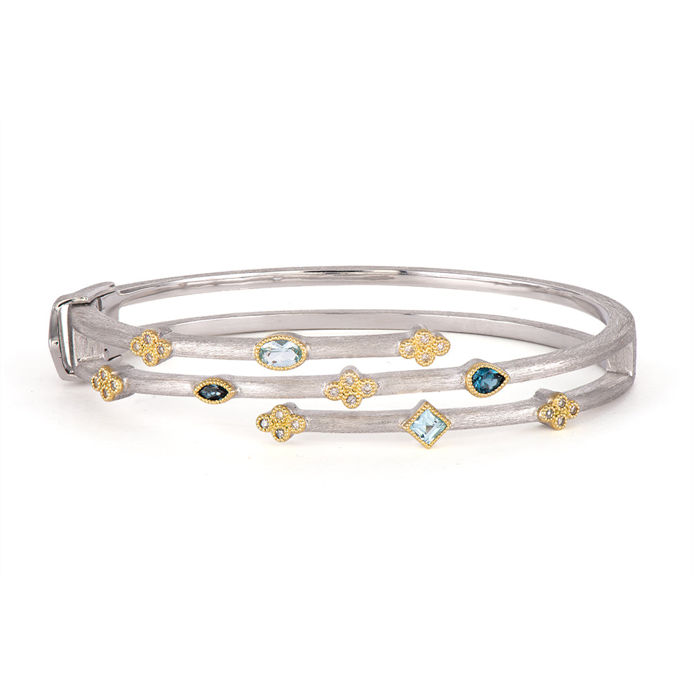 Signature Diamond Bangle with Three Monograms