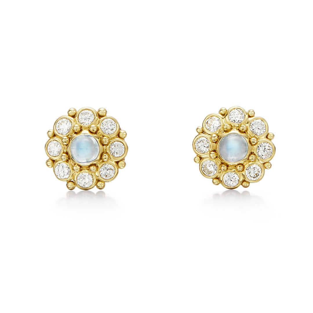 Stella 14k Yellow Gold Stud Earrings in White Diamond