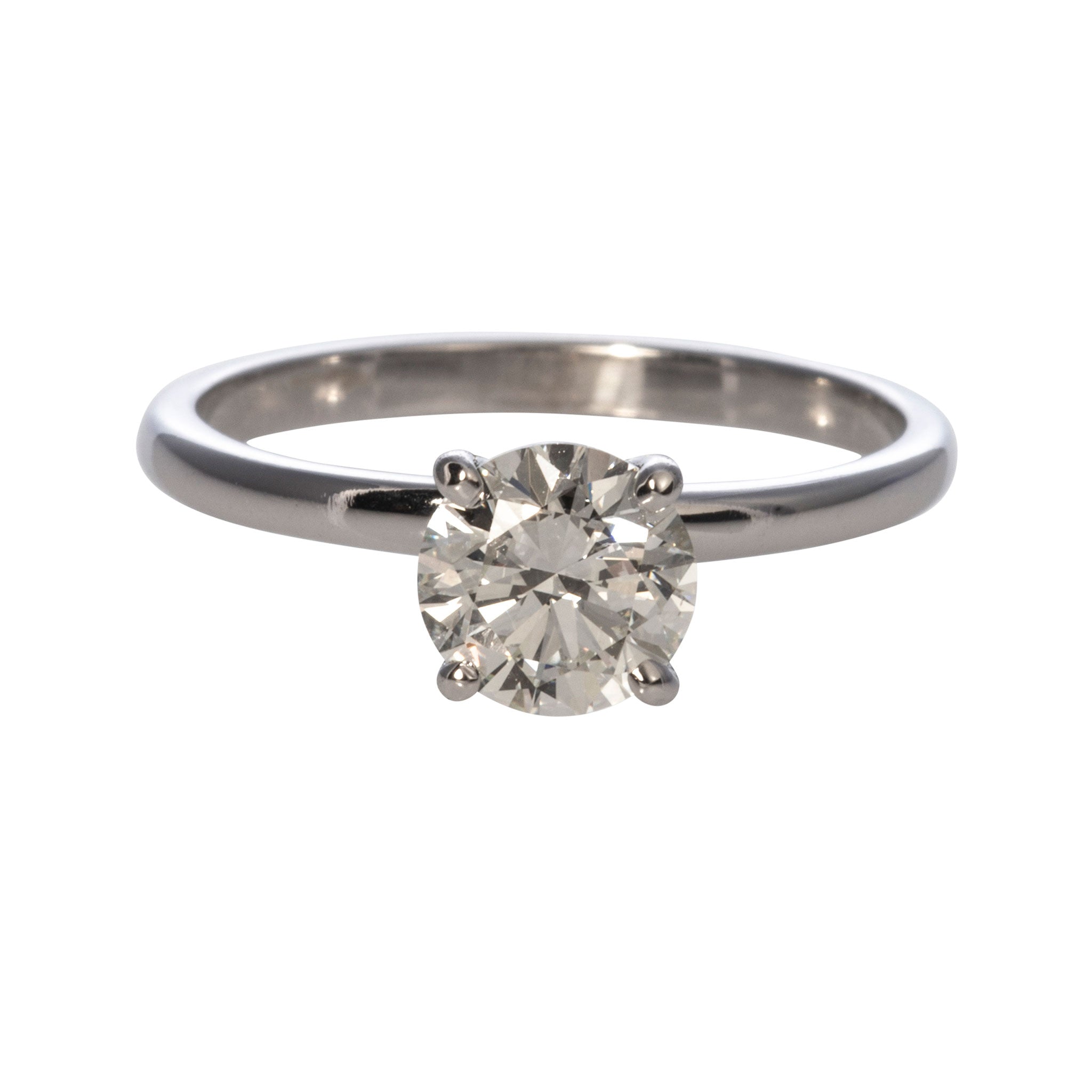 1ct Round Diamond Solitaire 14K White Gold Engagement Ring