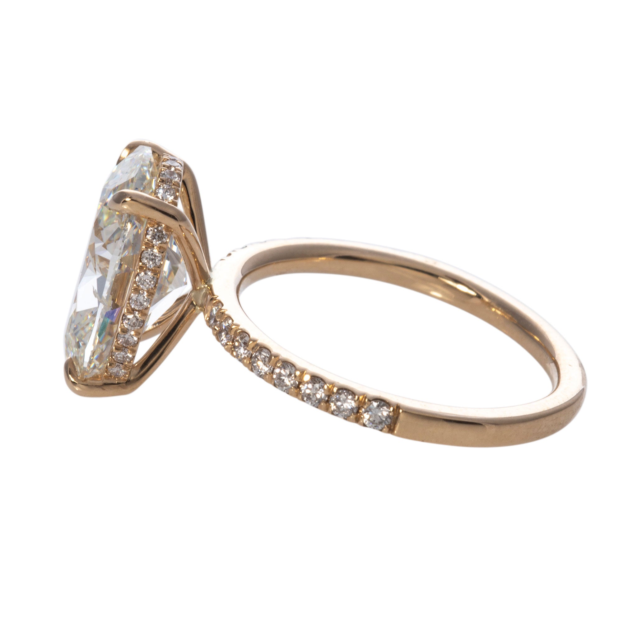 4.75ct Oval Diamond Solitaire Pavé 14K Yellow Gold Engagement Ring