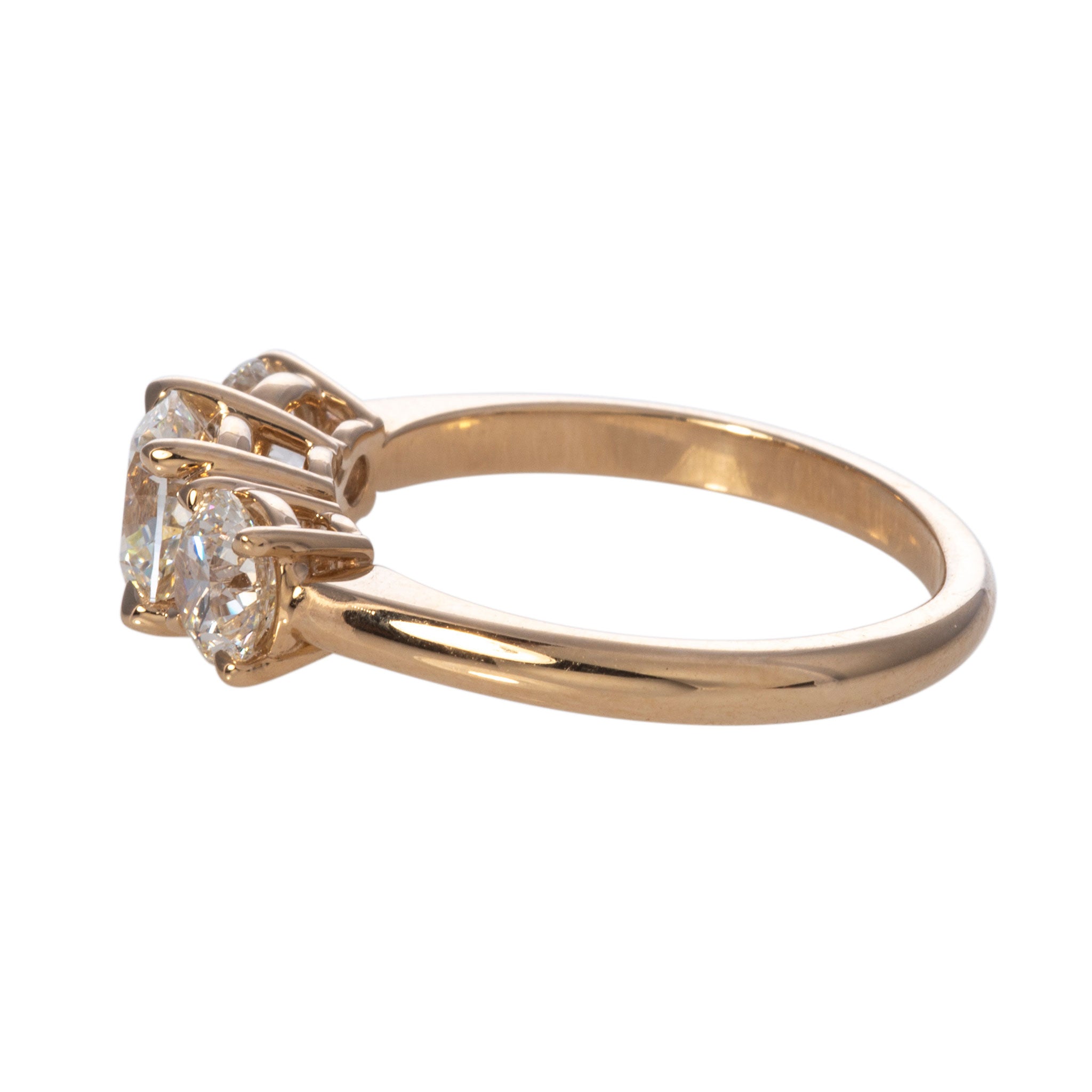 2ct Round Brilliant Diamond Three Stone 14K Gold Engagement Ring