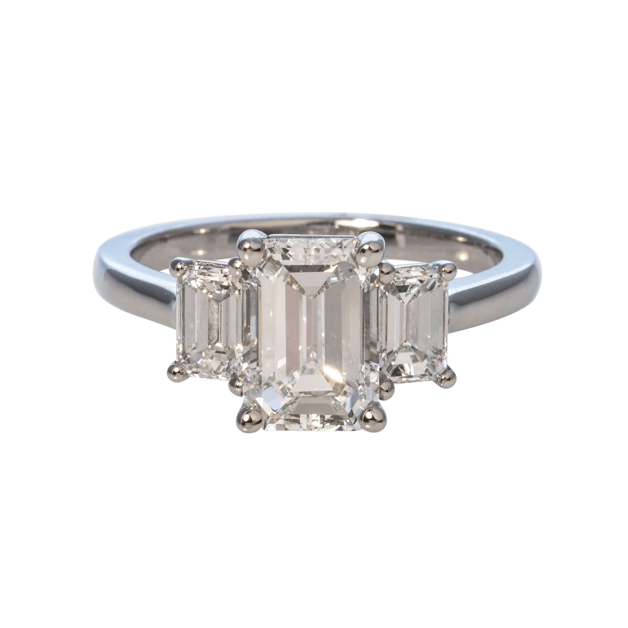 2.52ctw Emerald-Cut Diamond Three Stone Platinum Ring