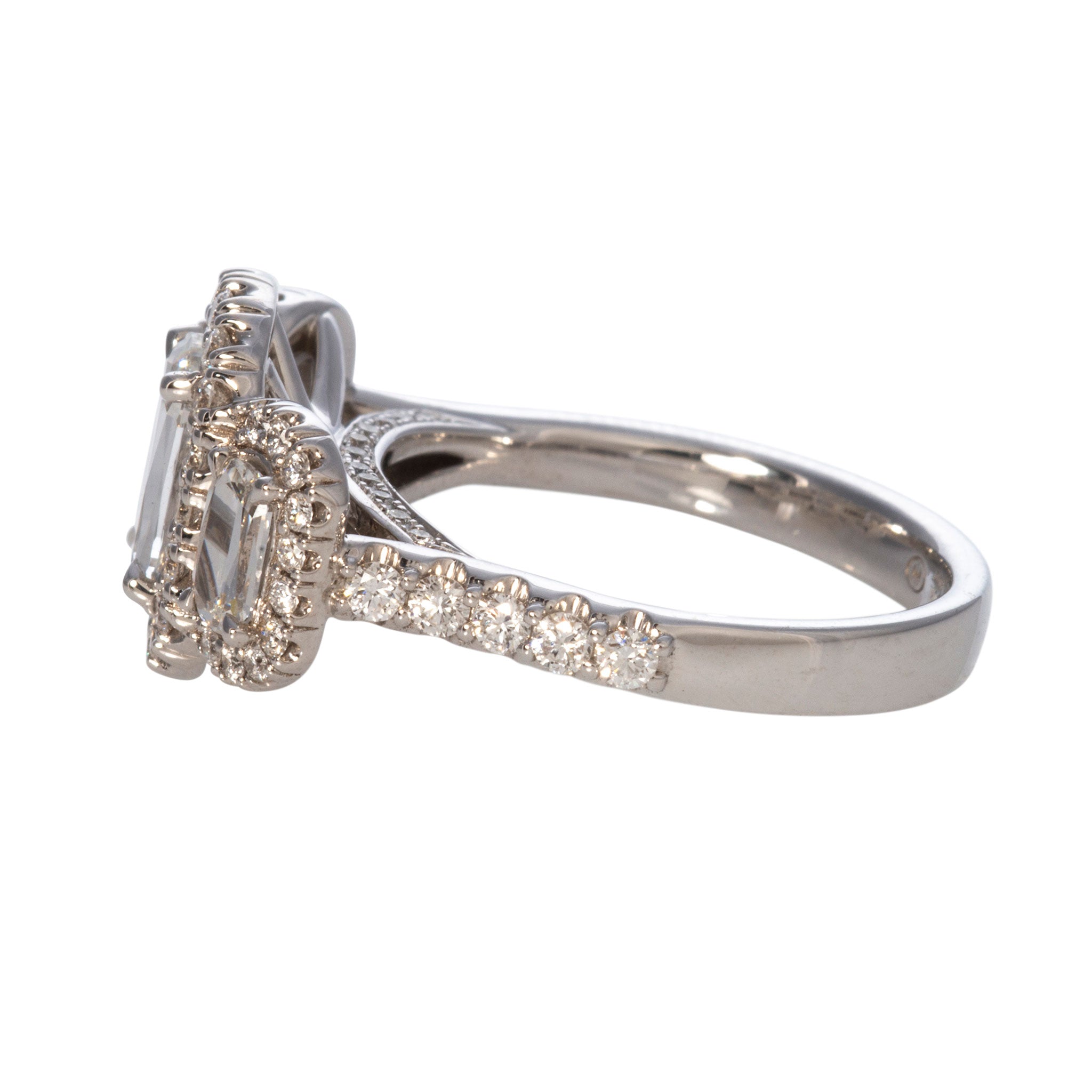 Christopher Designs 2ctw L’Amour Crisscut Diamond Three-Stone Halo Engagement Ring