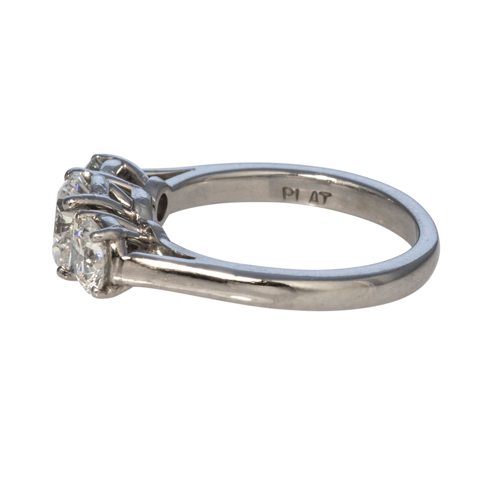 1.65ctw Round Brilliant Diamond Three-Stone Platinum Engagement Ring