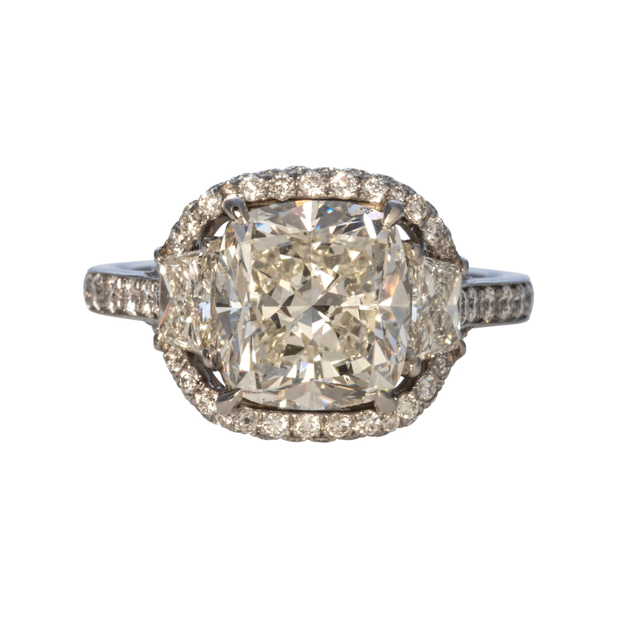 Art Deco Cushion Diamond Platinum Engagement Ring