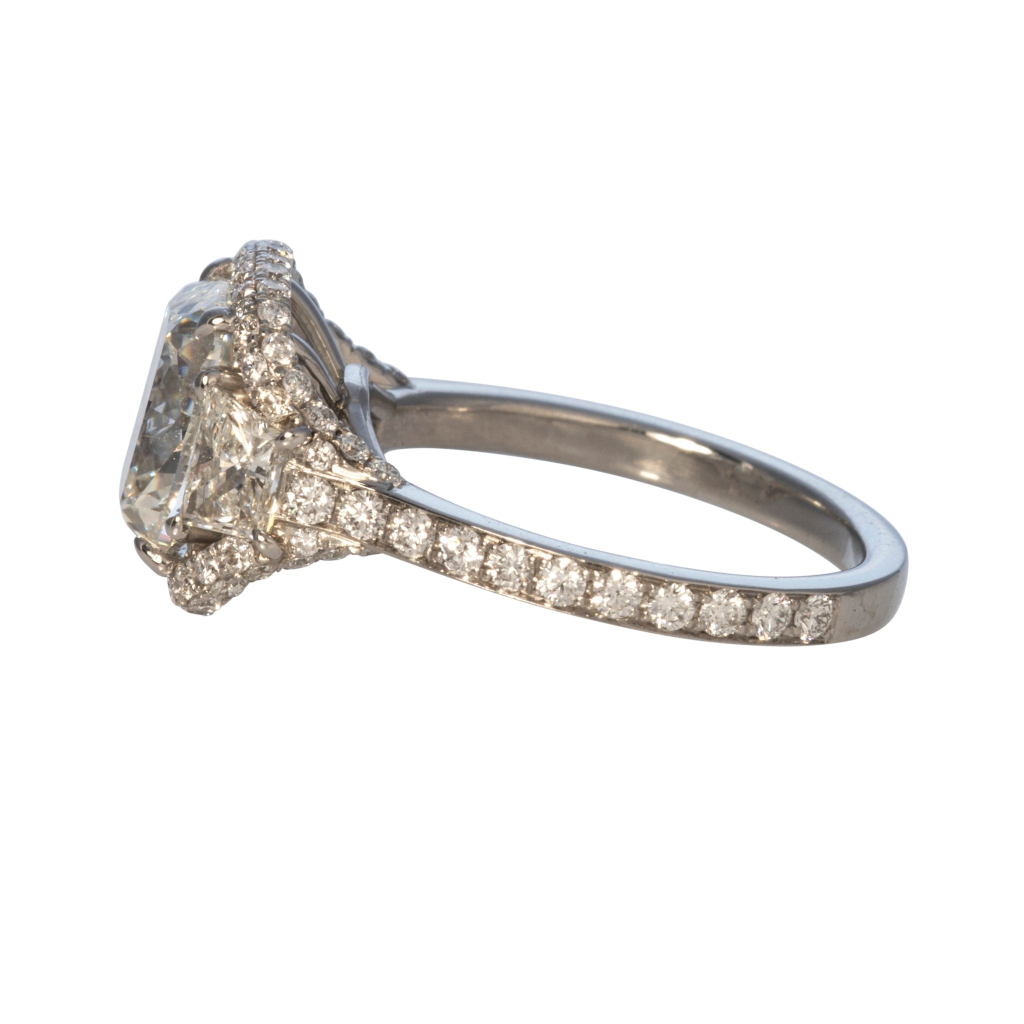 Art Deco Cushion Diamond Platinum Engagement Ring