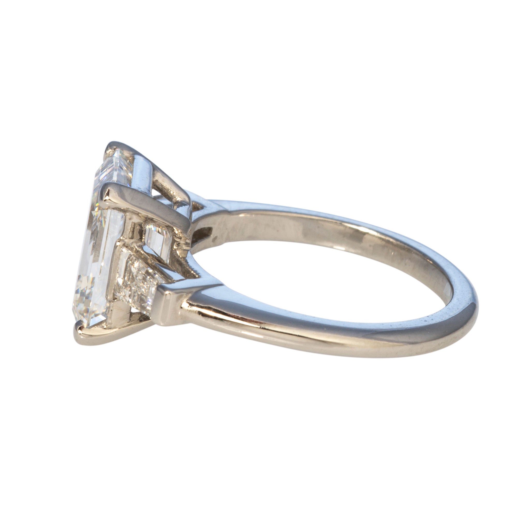 3.42ctw Emerald-Cut & Baguette Diamond Three-Stone Platinum Ring