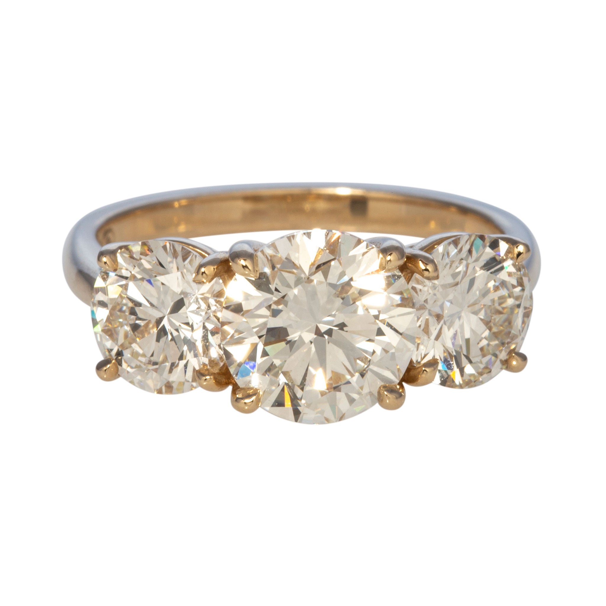 4ctw Round Brilliant Diamond Three-Stone 14K Gold Engagement Ring