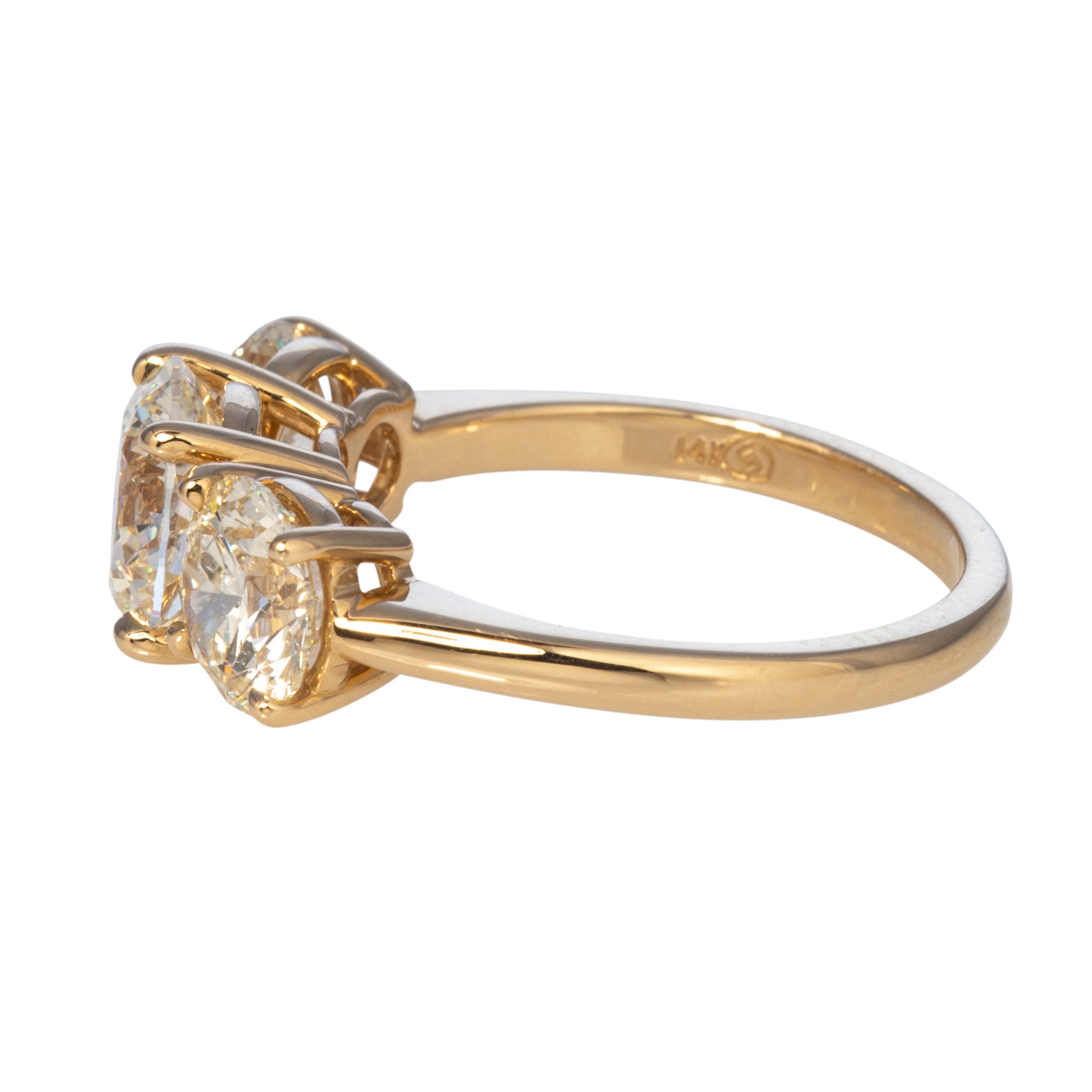 4ctw Round Brilliant Diamond Three-Stone 14K Gold Engagement Ring