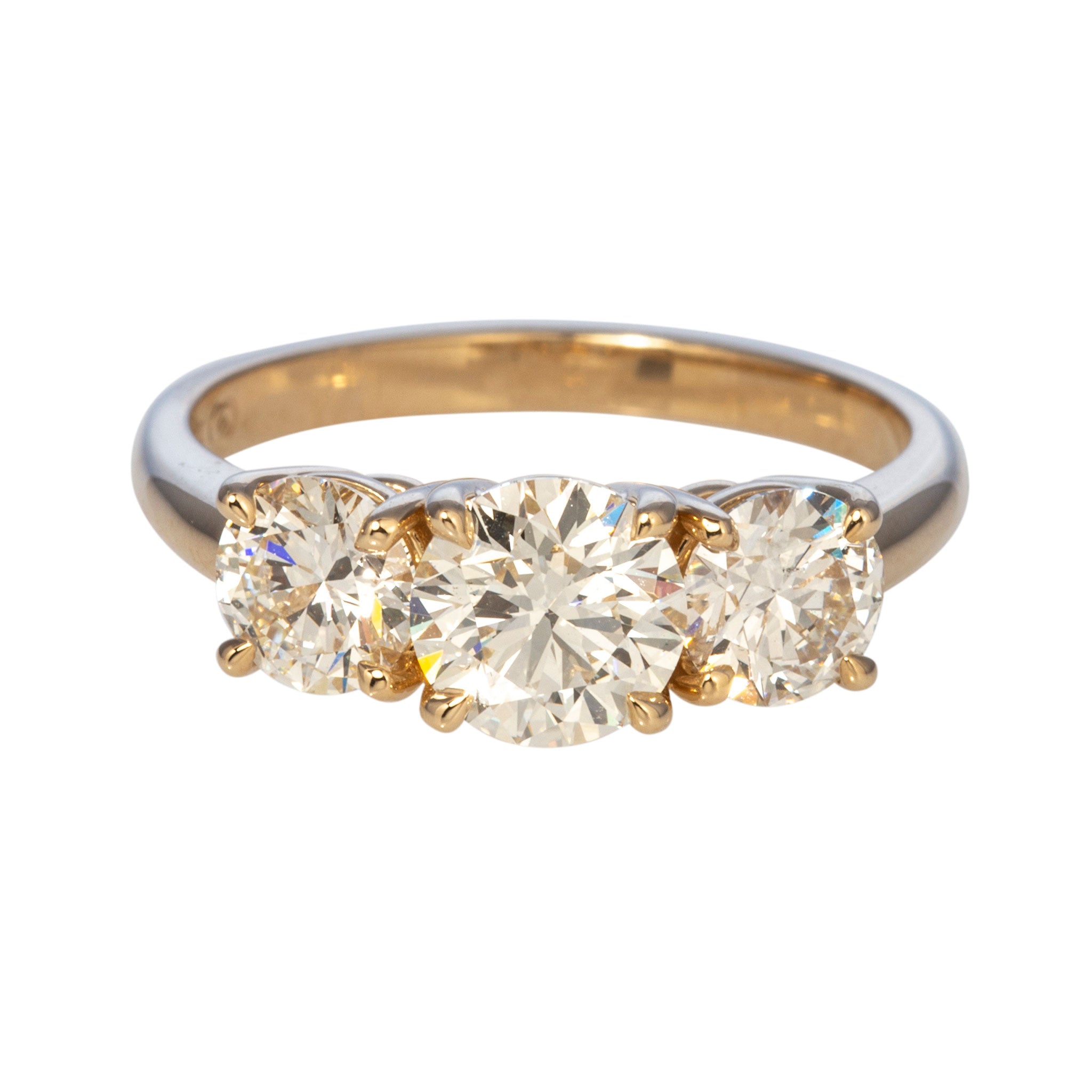 2ctw Round Brilliant Diamond Three-Stone 14K Gold Engagement Ring