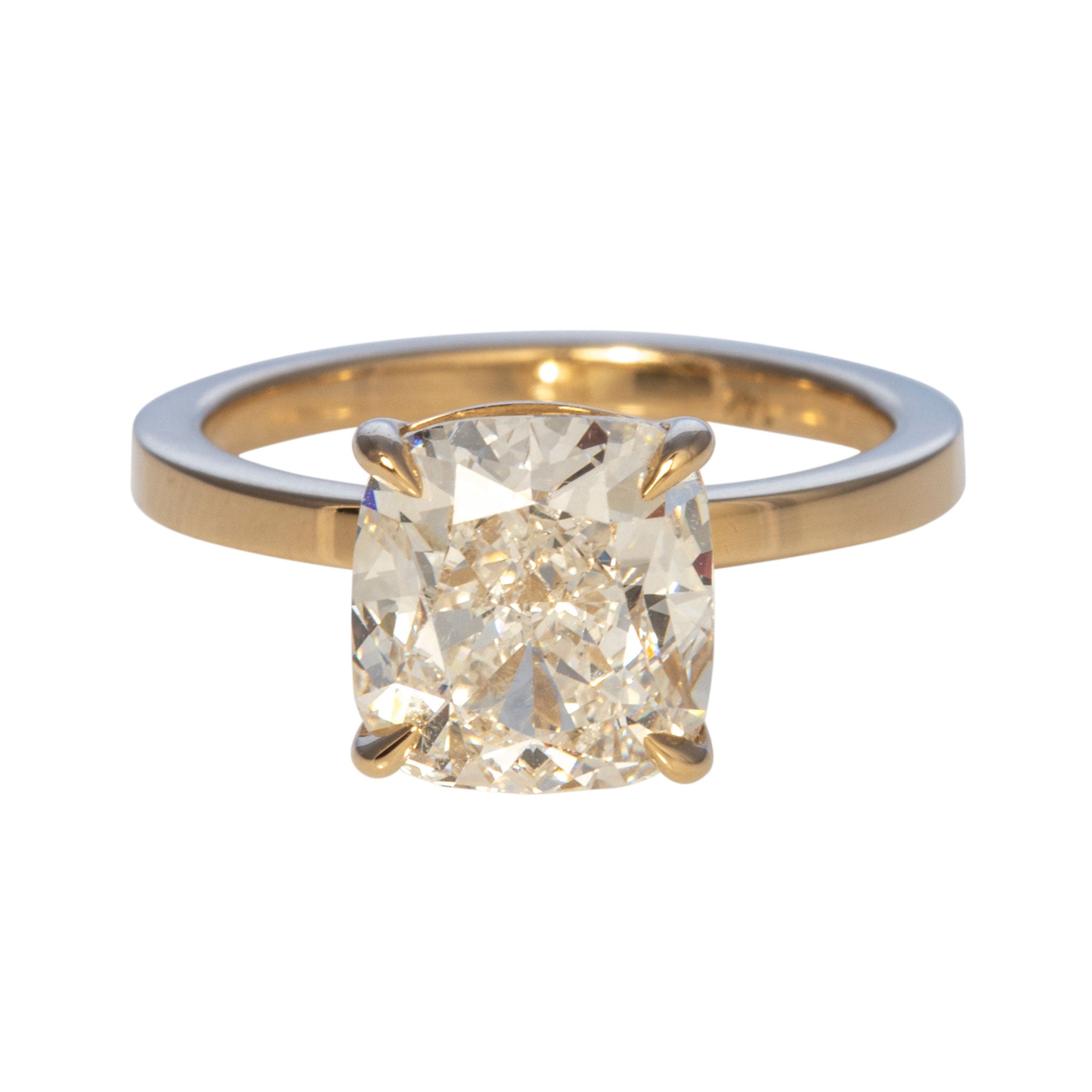 3.5ct I SI1 Cushion Diamond Solitaire 14K Yellow Gold Engagement Ring