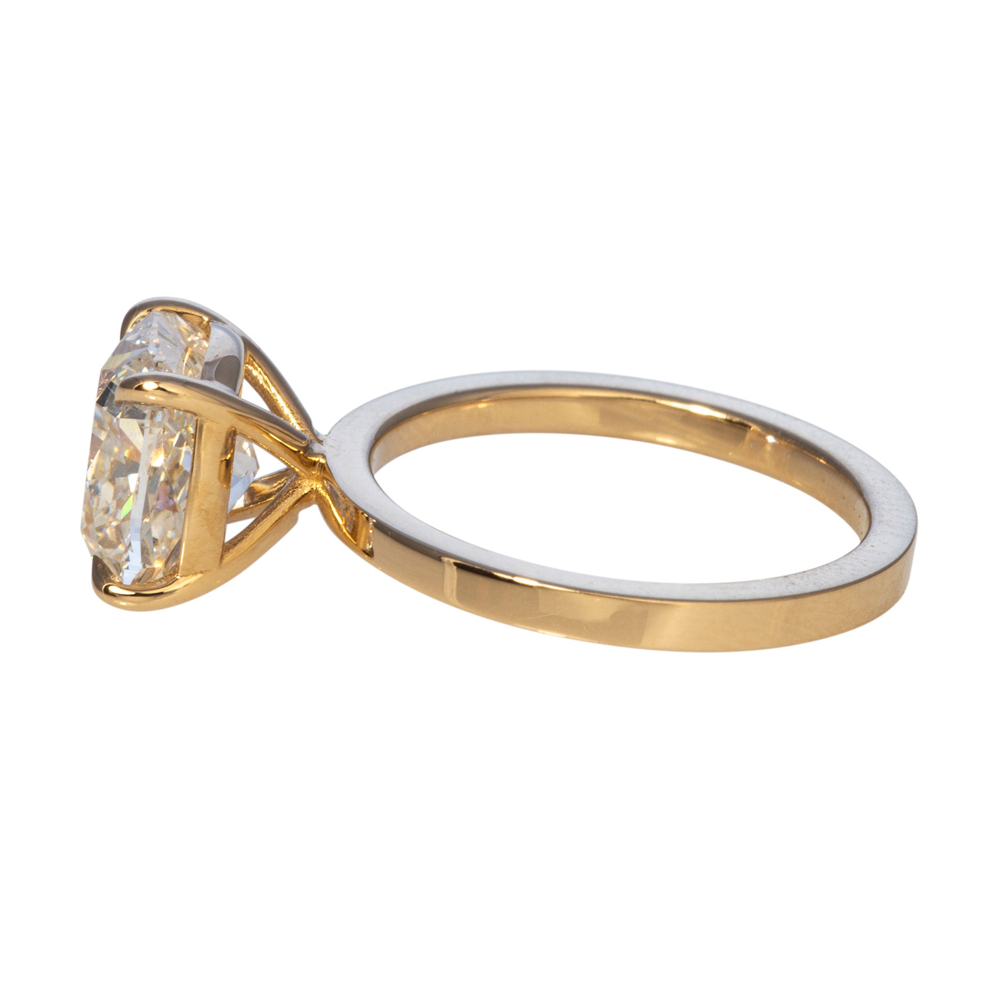 3.5ct I SI1 Cushion Diamond Solitaire 14K Yellow Gold Engagement Ring