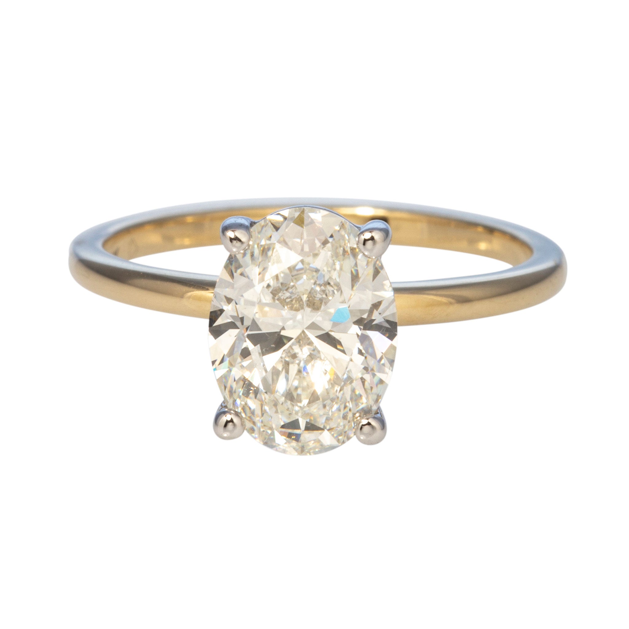 2ct H SI1 Oval Diamond Solitaire 14K Gold Two-Tone Engagement Ring