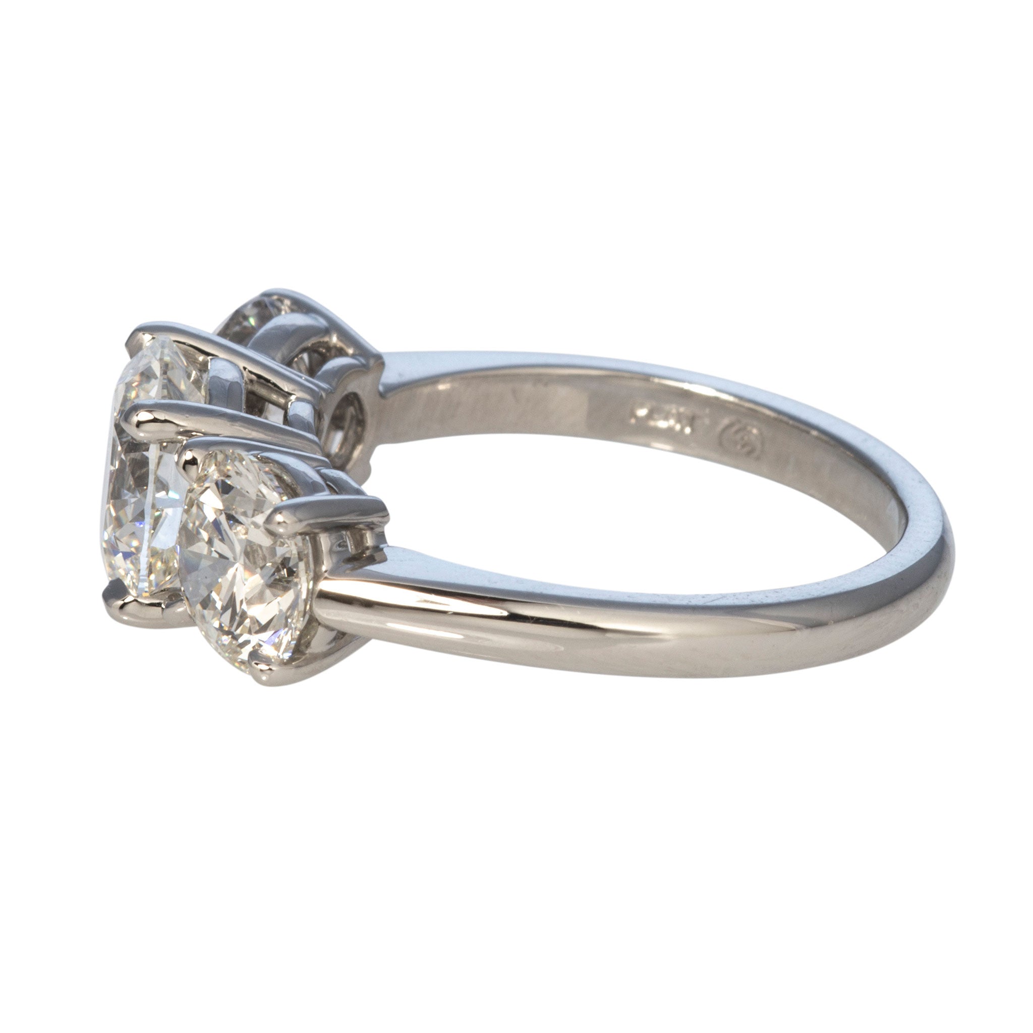 4ctw Round Brilliant Diamond Three-Stone Platinum Engagement Ring