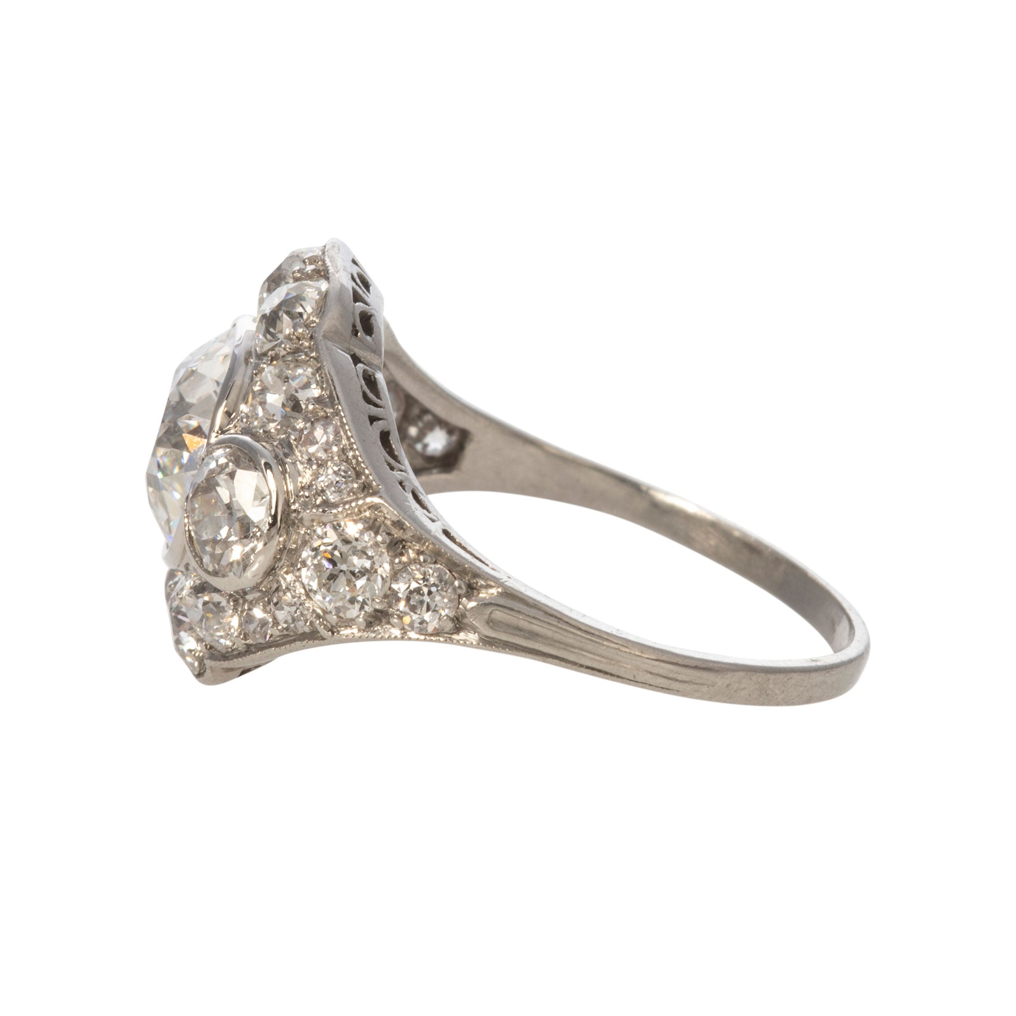 Art Deco 4.26ctw Old European Cut Diamond Platinum Ring