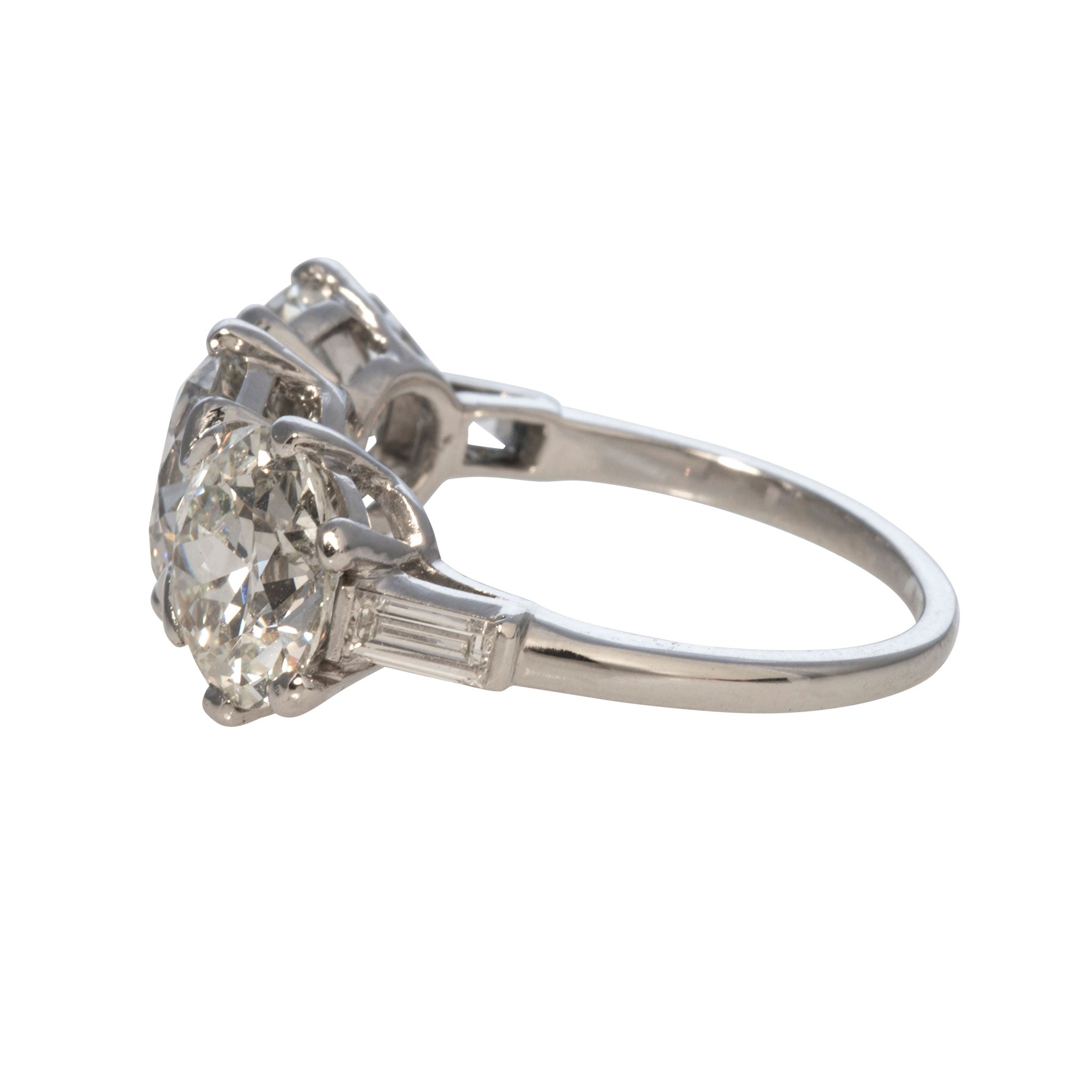 Estate 5.91ctw Old Transitional Cut Diamond Three Stone Ring