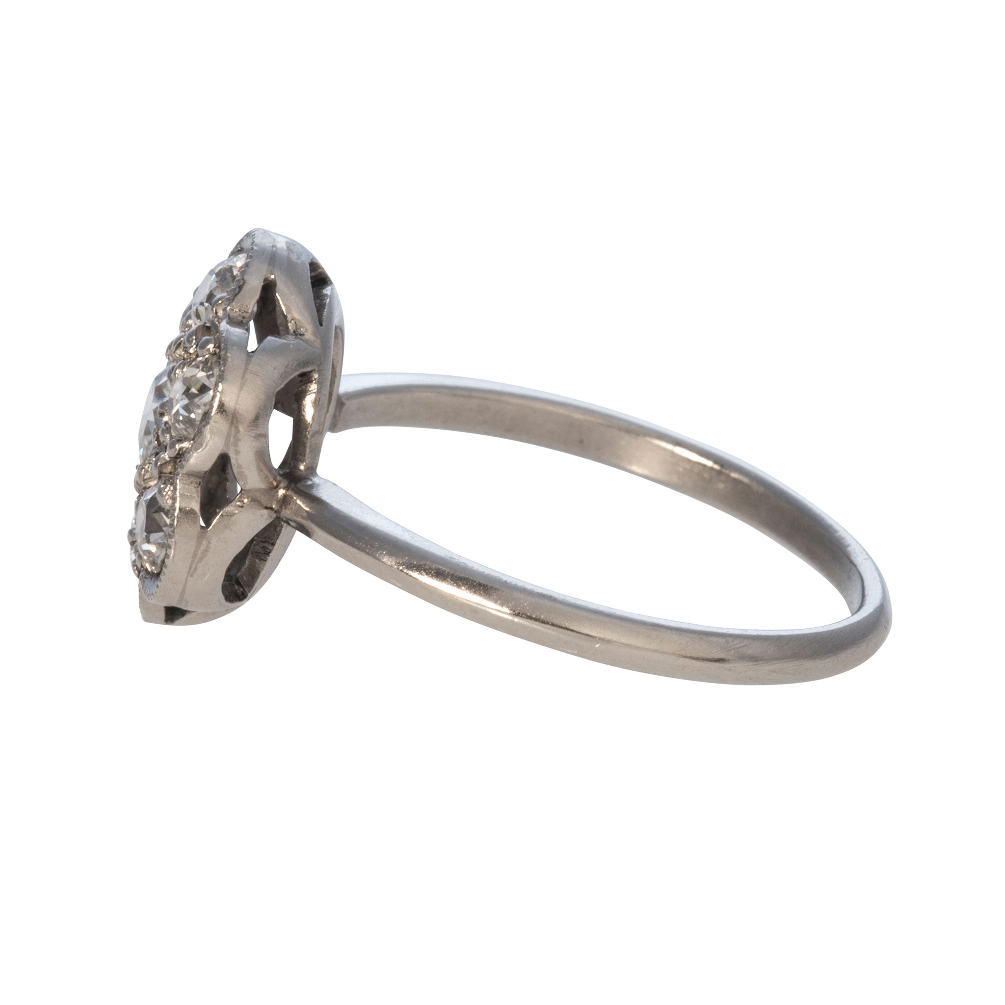 Edwardian Diamond Flower Cluster Platinum Ring