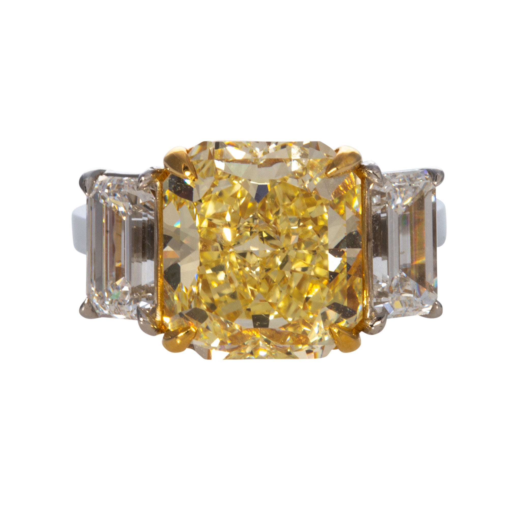 6ct Yellow Radiant Diamond Three-Stone Engagement Ring