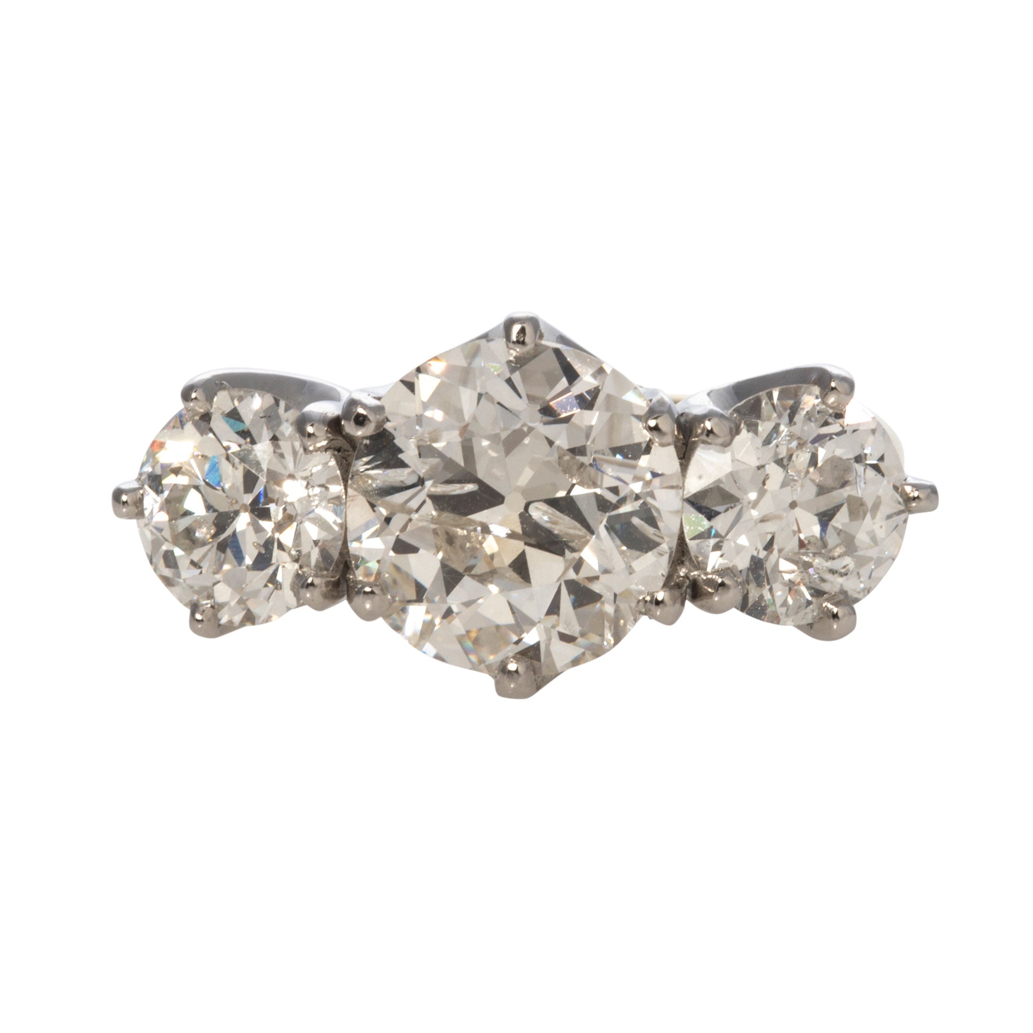 Estate 5.43ctw Old European Brilliant Diamond Three-Stone Ring