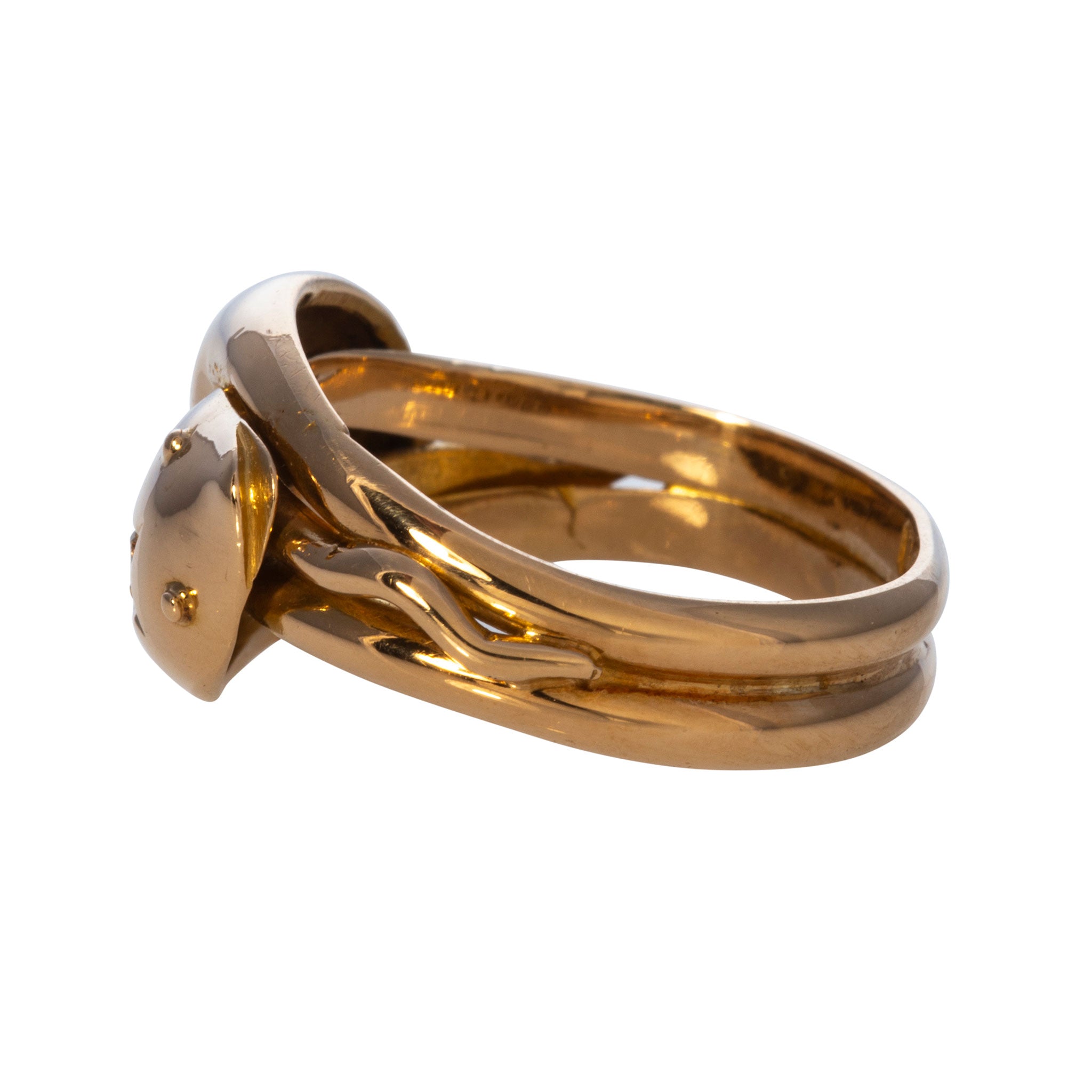 Edwardian Diamond 18K Gold Double Snake Ring