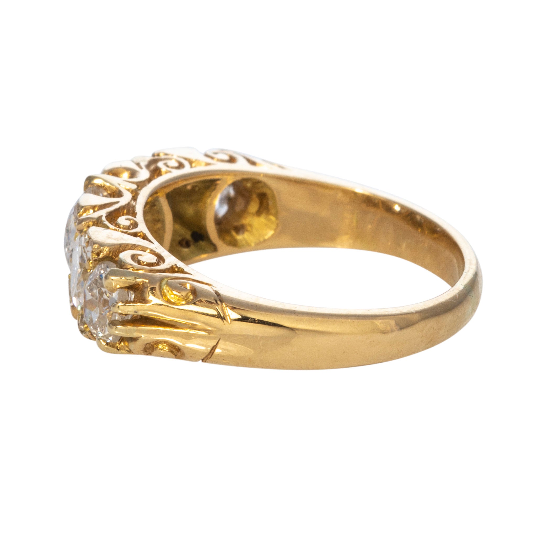 Victorian 1.75ctw Diamond Five-Stone 18K Yellow Gold Ring