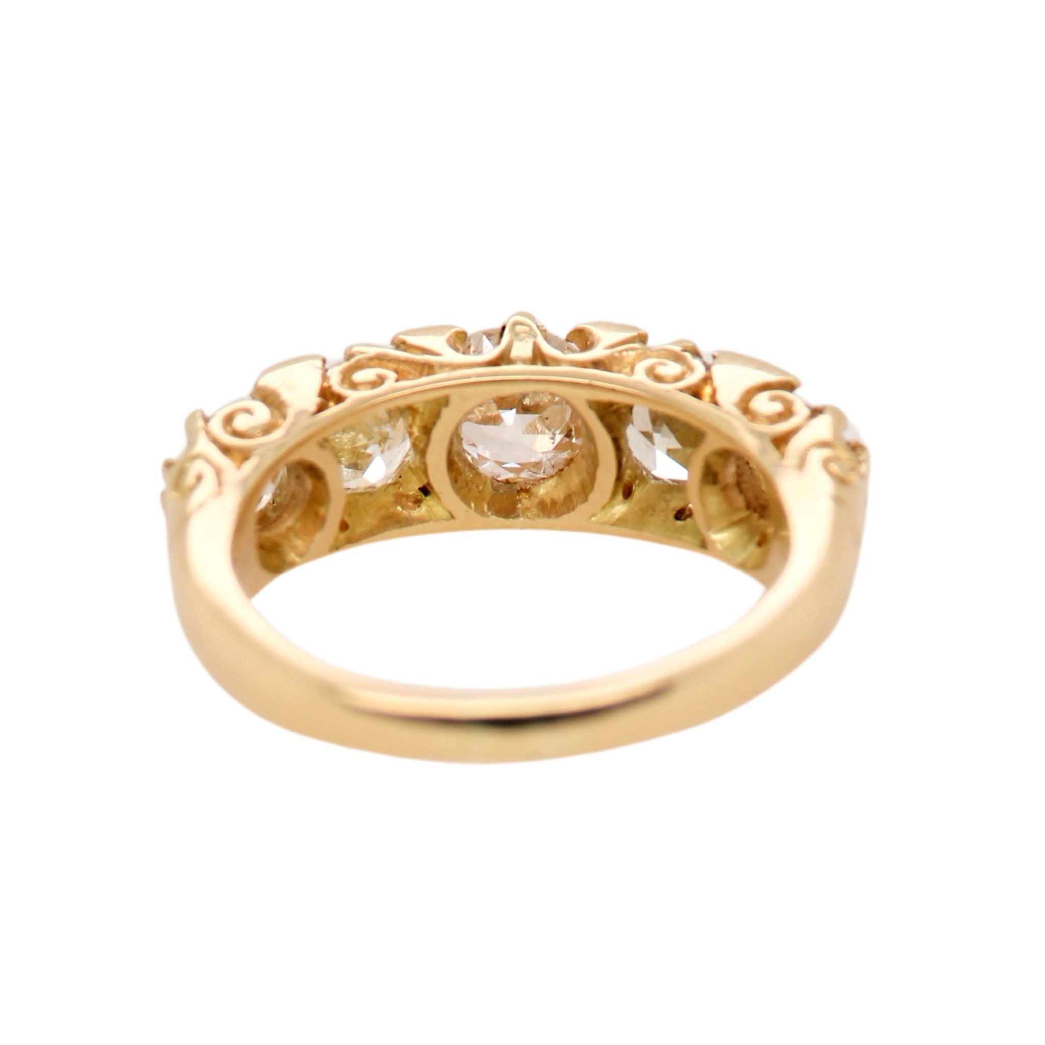 Victorian 1.75ctw Diamond Five-Stone 18K Yellow Gold Ring