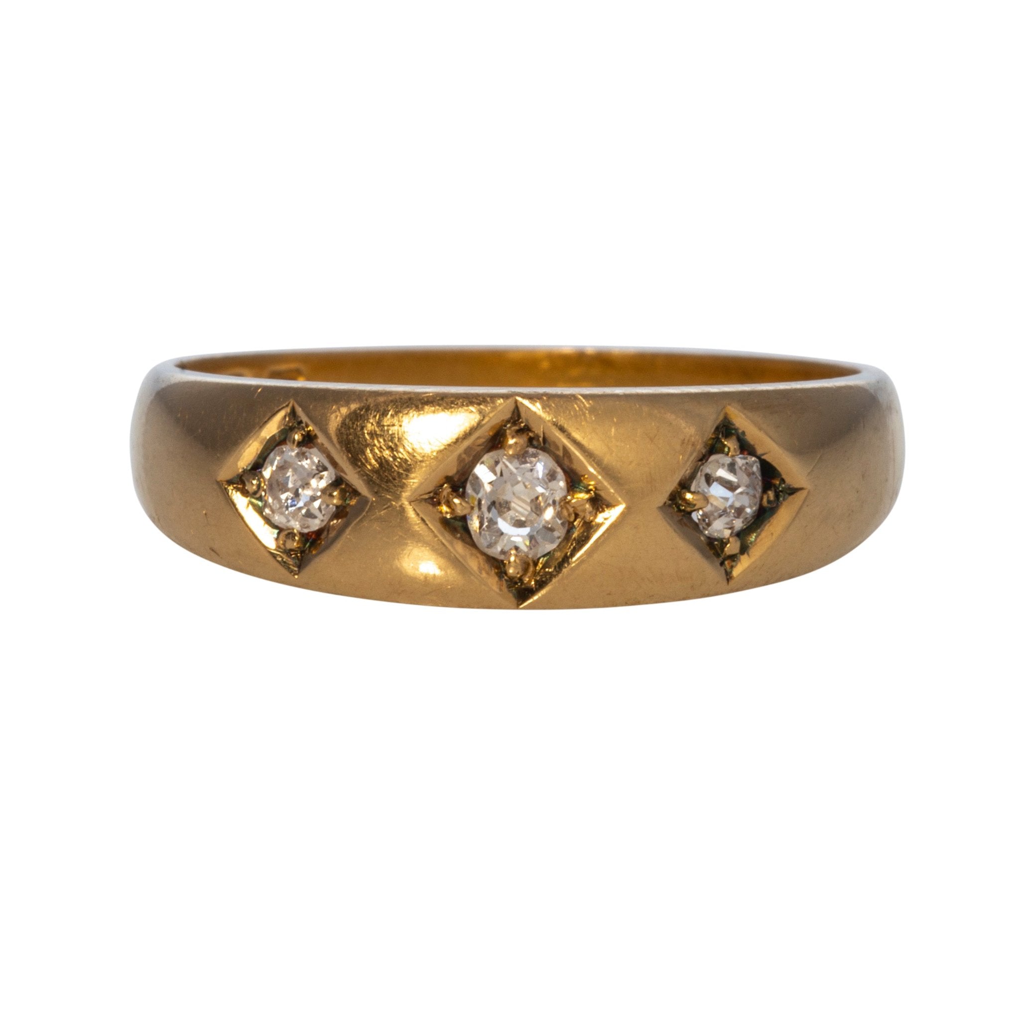 Victorian Diamond Three Stone 18K Gold Ring