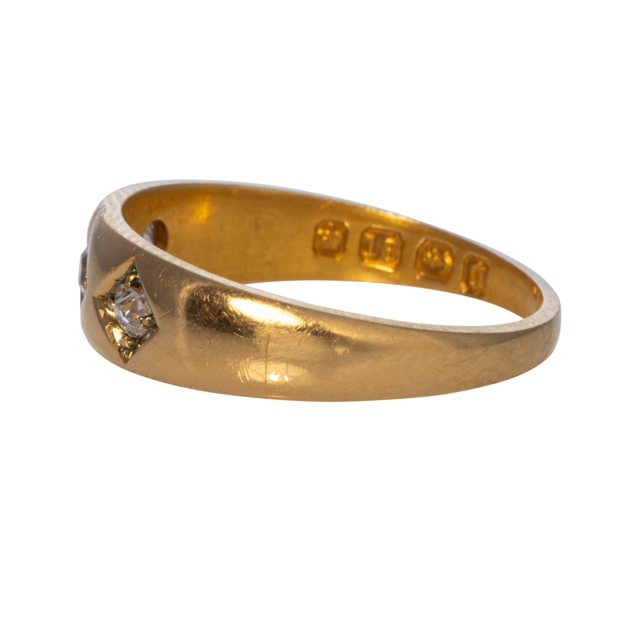 Victorian Diamond Three Stone 18K Gold Ring