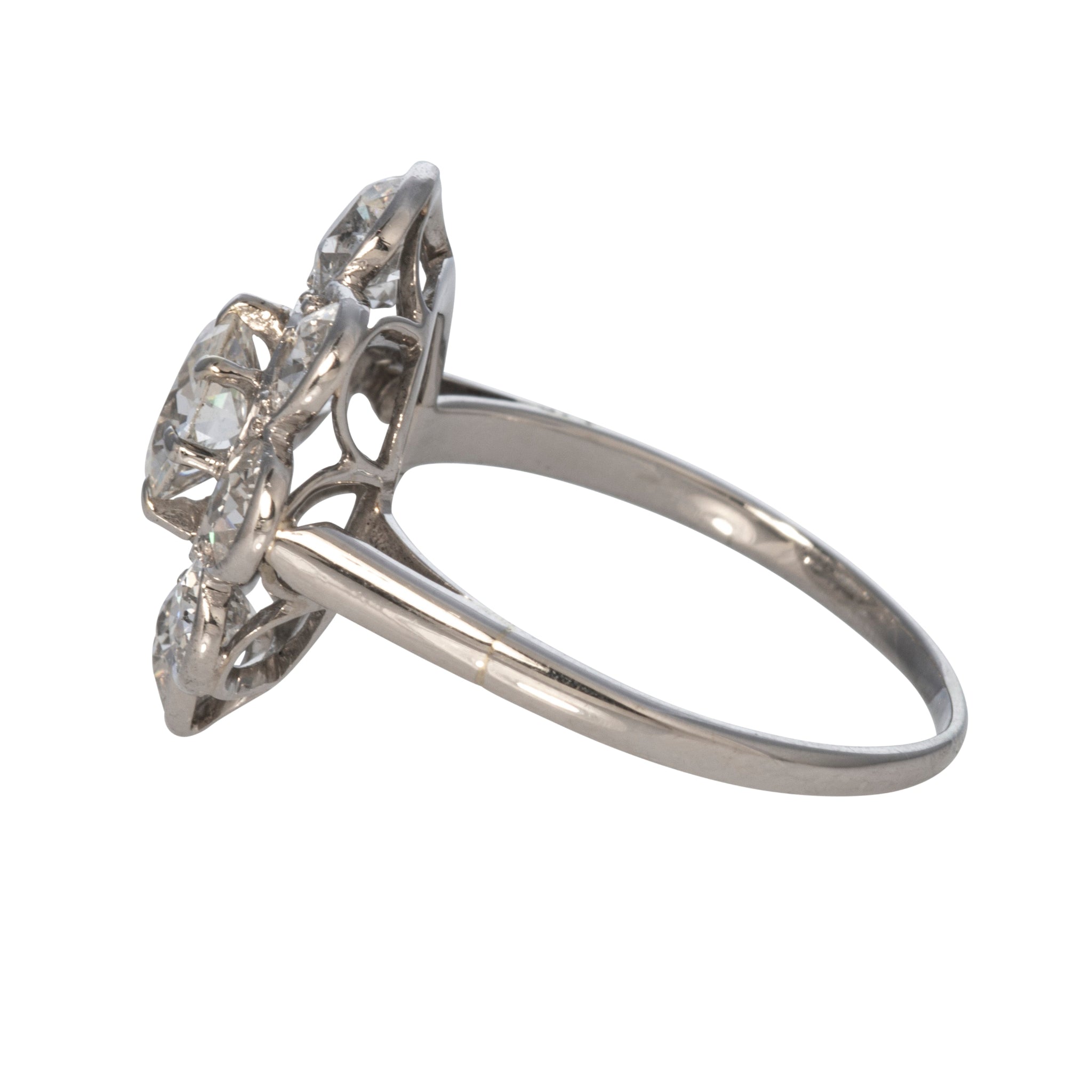 Vintage Diamond Flower Cluster Platinum Ring