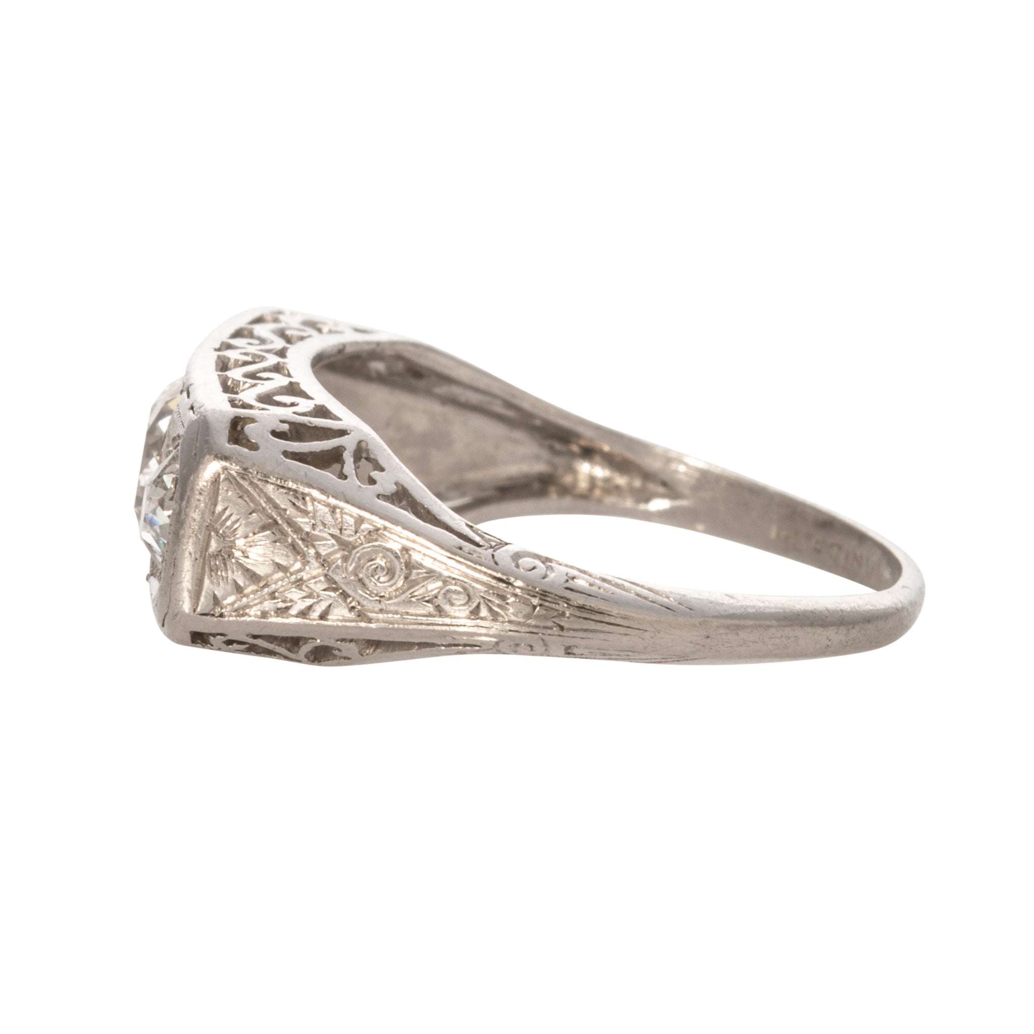 Art Deco Diamond Three Stone Platinum Ring